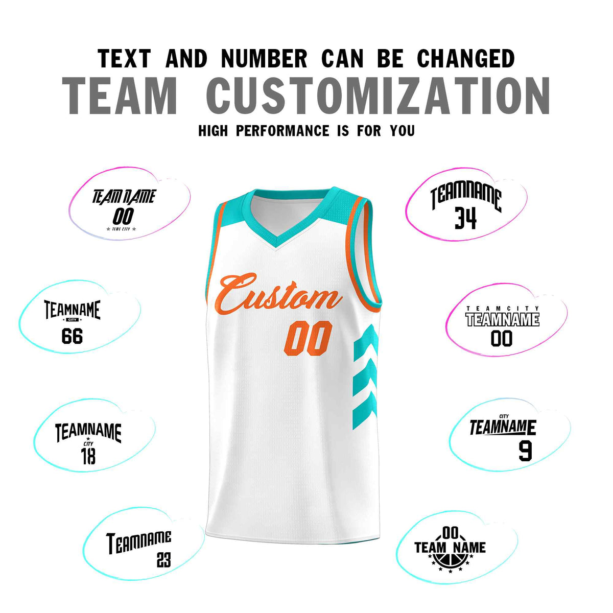 Custom White Orange Classic Kits Sports Uniform Basketball Jersey