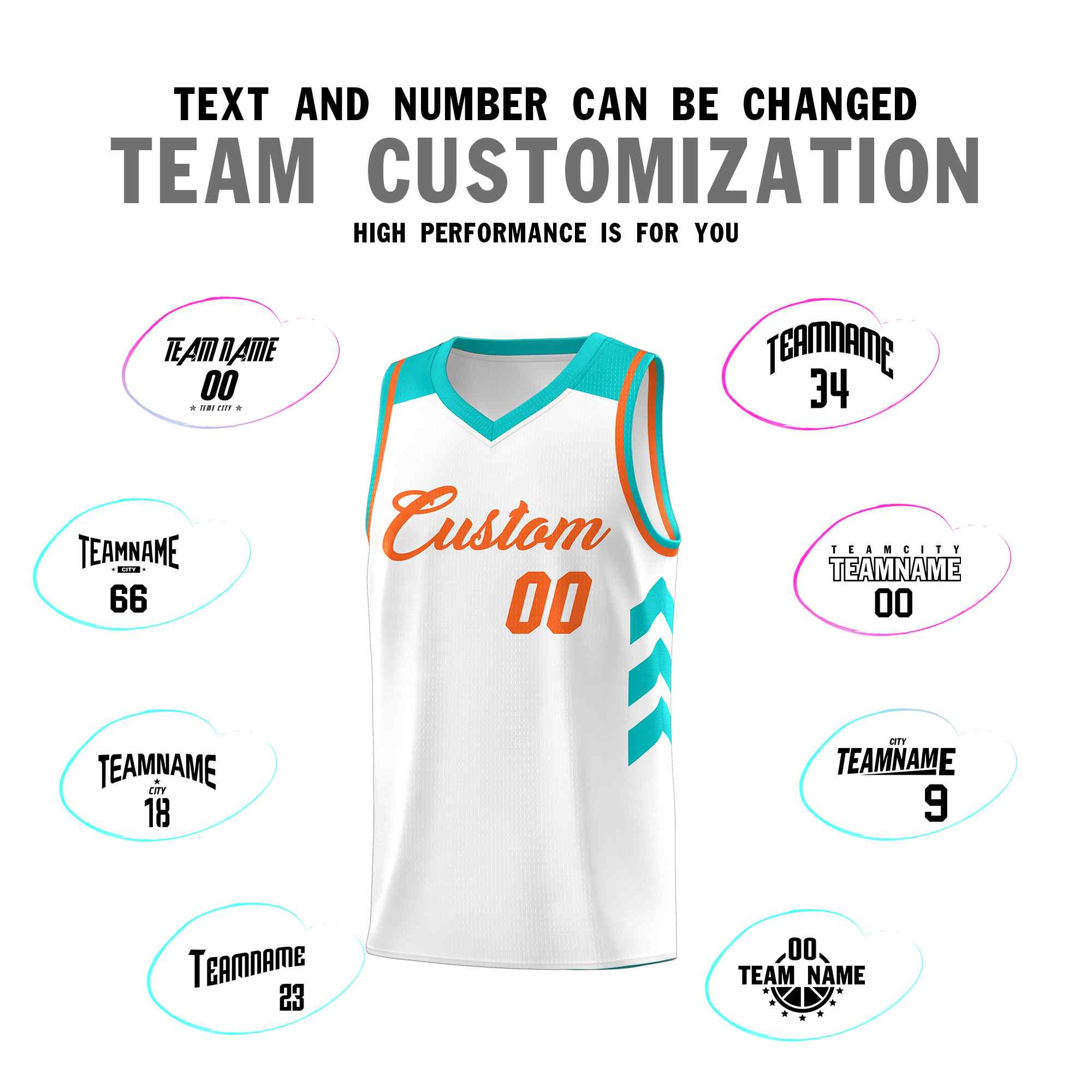 Maillot de basket-ball personnalisé blanc orange classique