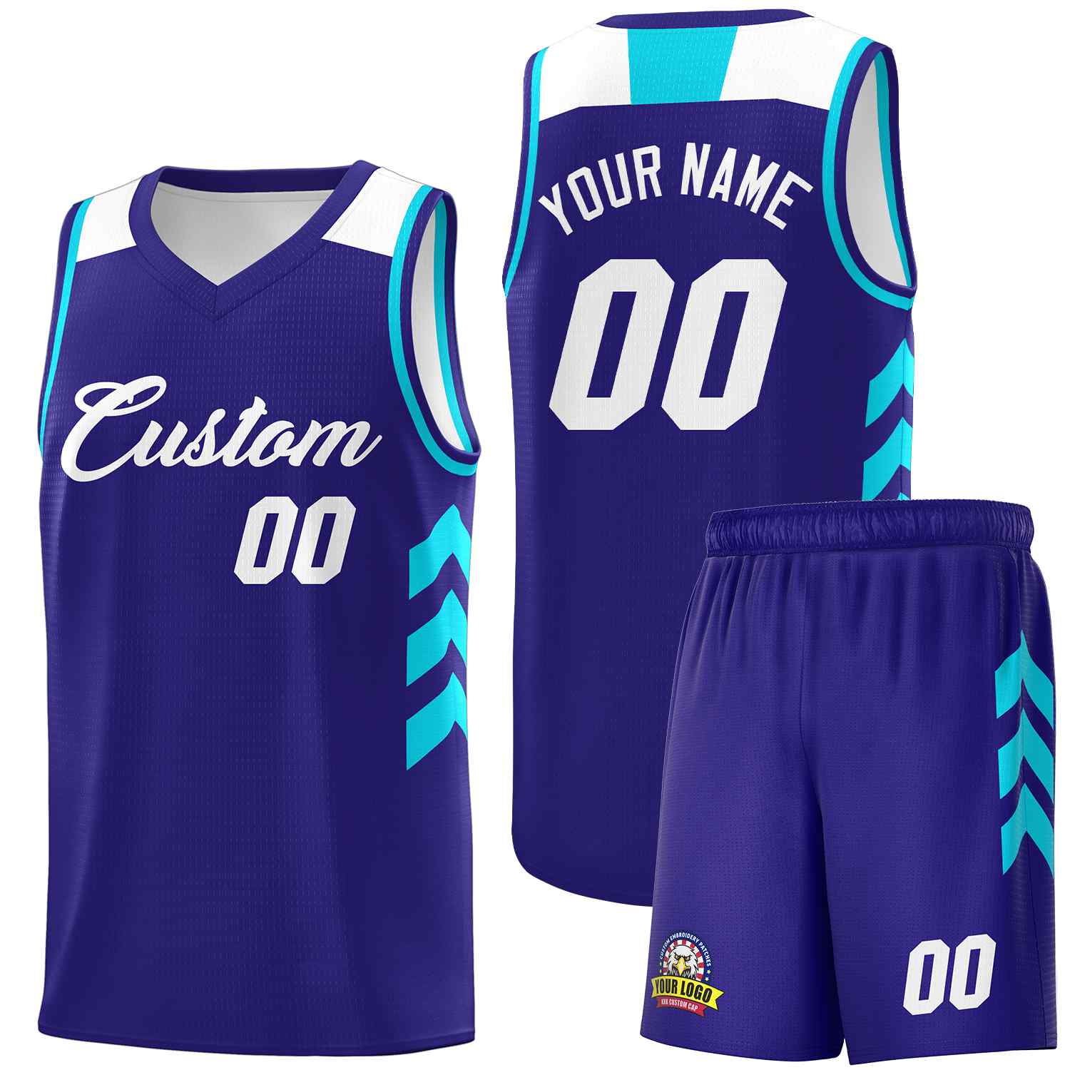 Maillot de basket-ball classique blanc royal personnalisé