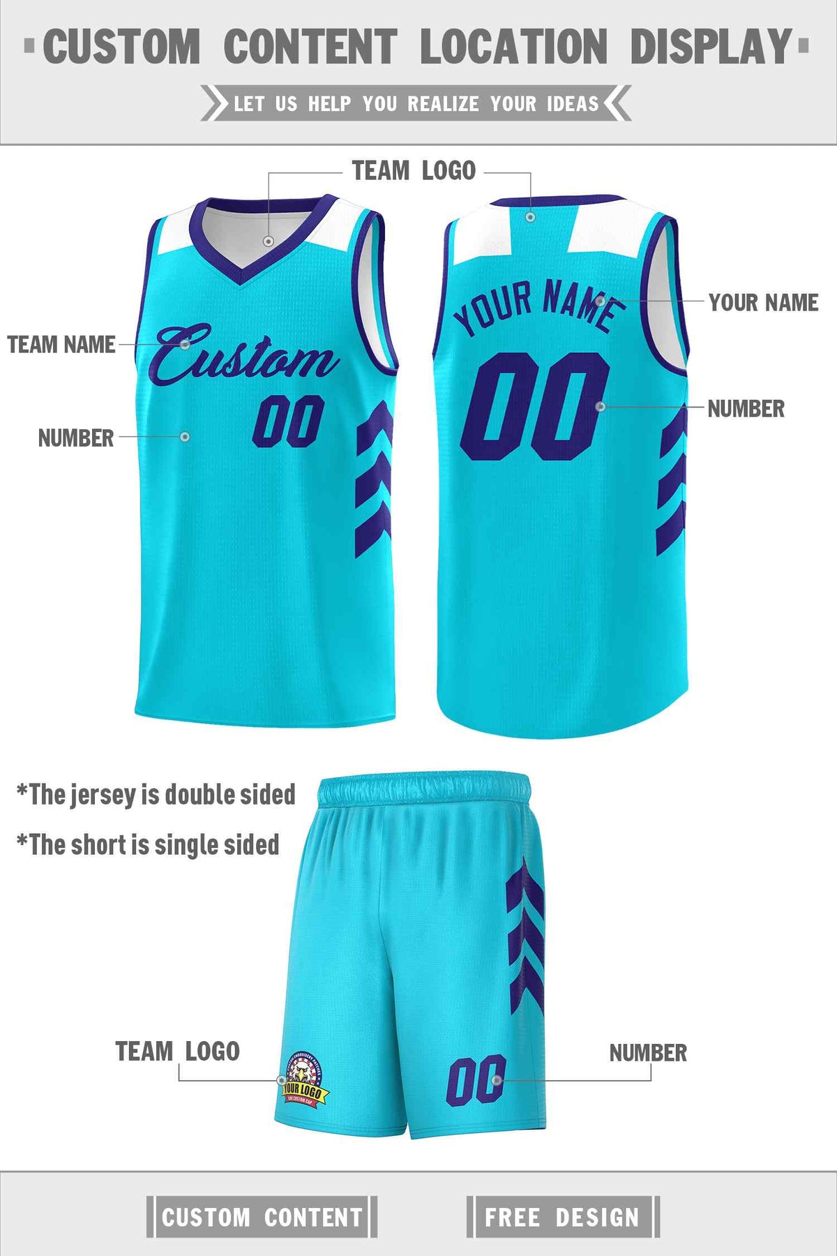 Custom Aqua Royal Classic Kits Sports Uniform Basketball Jersey