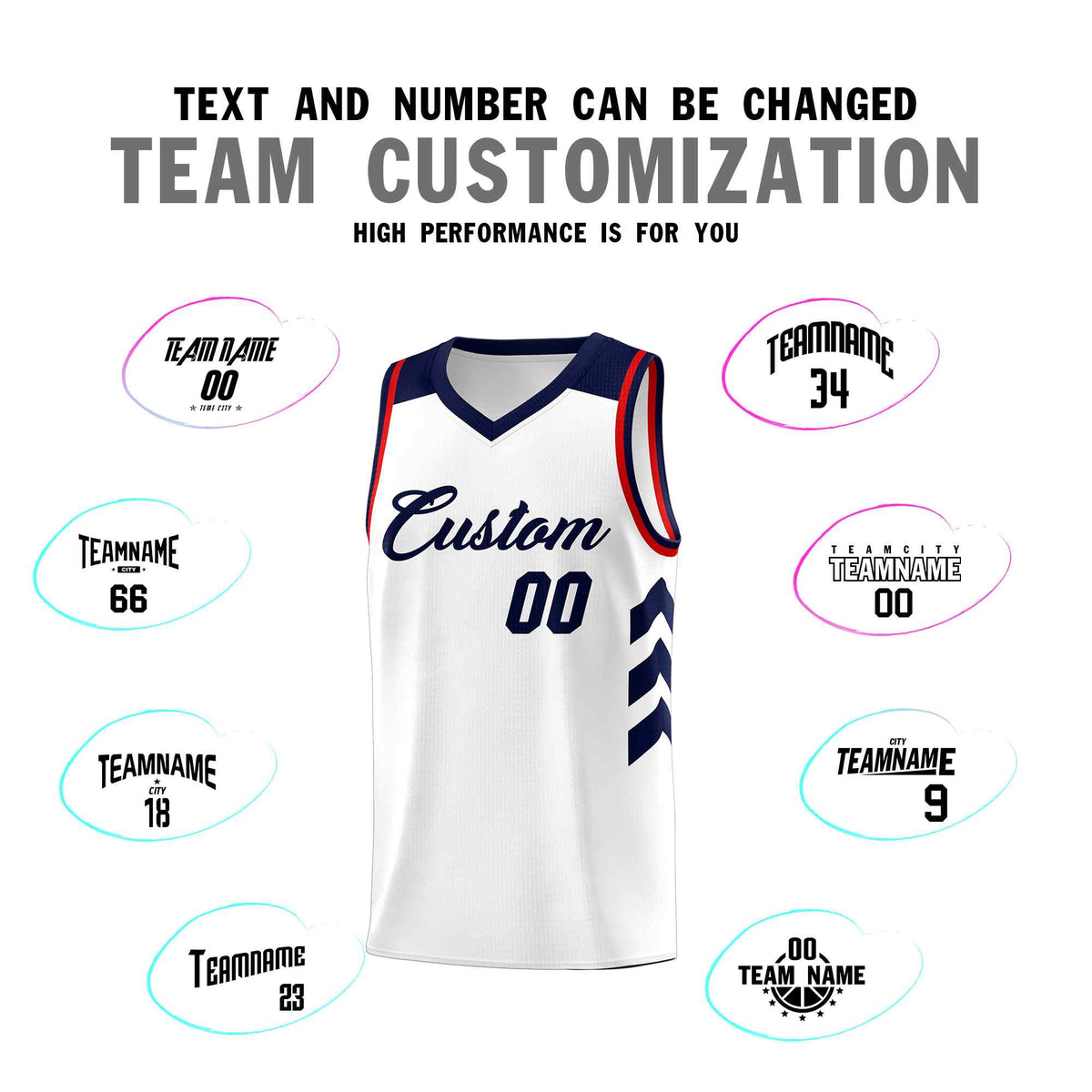 Custom White Navy Classic Kits Sports Uniform Basketball Jersey