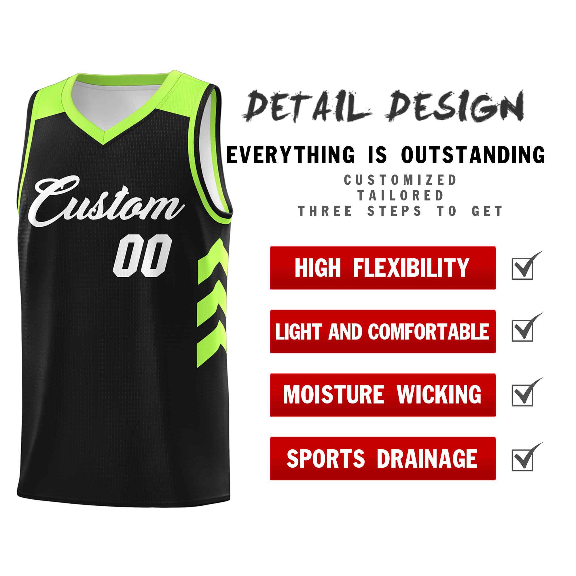 Maillot de basket-ball classique noir et blanc personnalisé