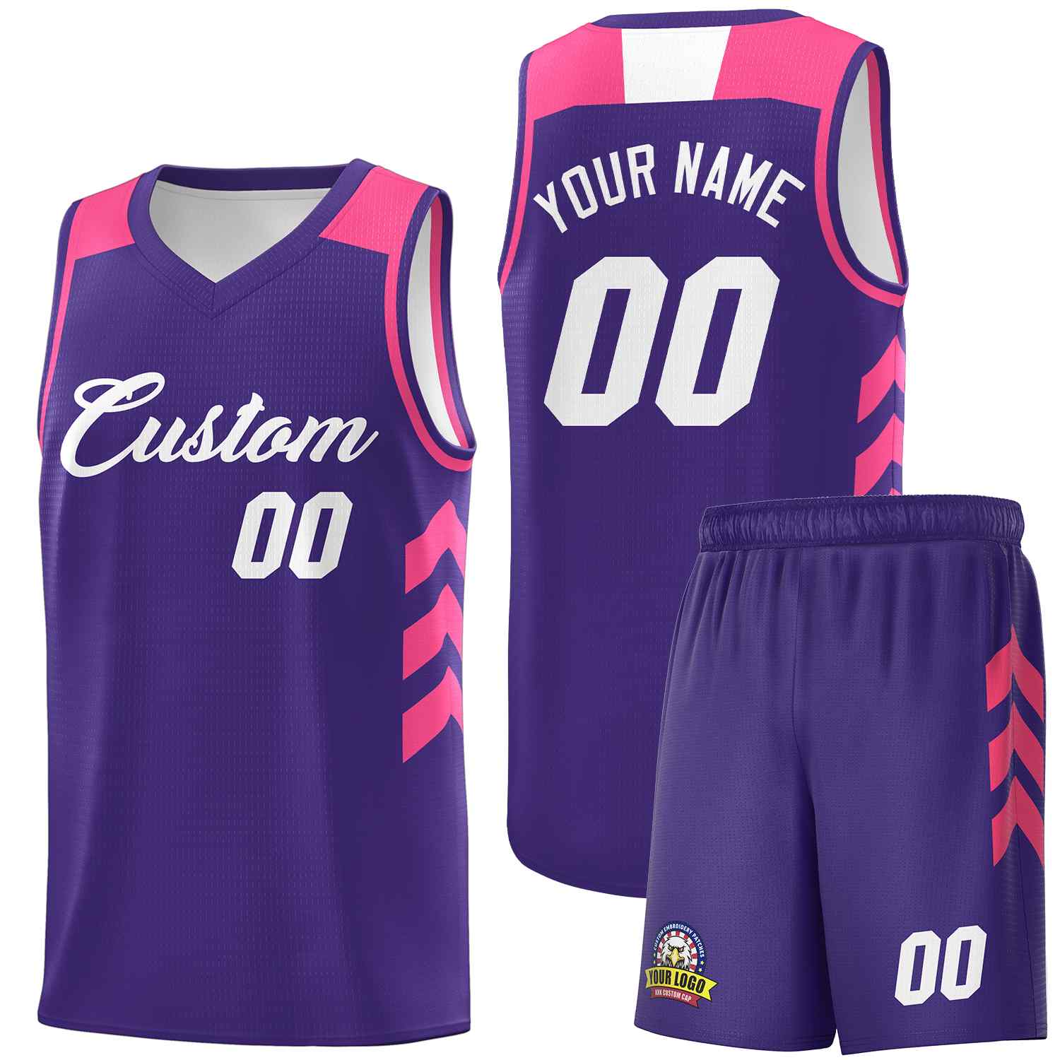 Maillot de basket-ball classique violet et blanc personnalisé