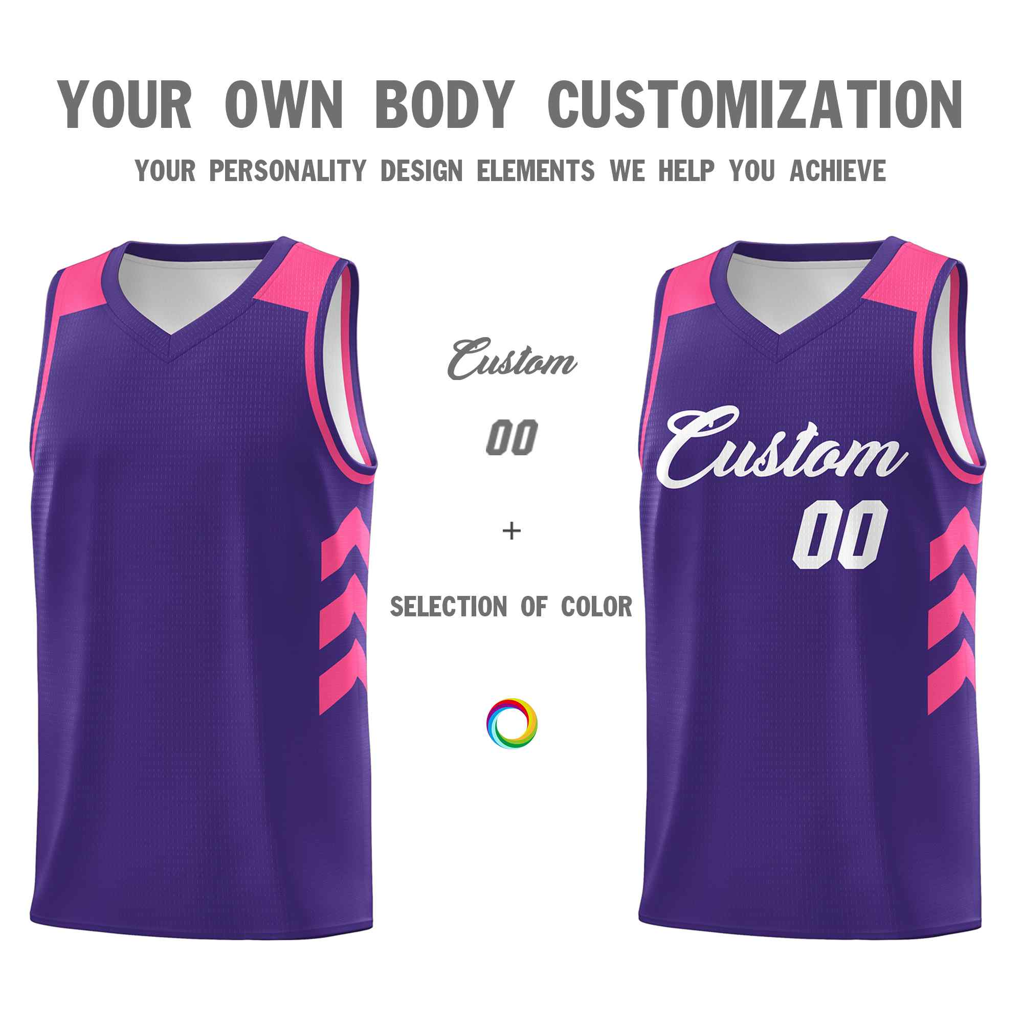 Maillot de basket-ball classique violet et blanc personnalisé
