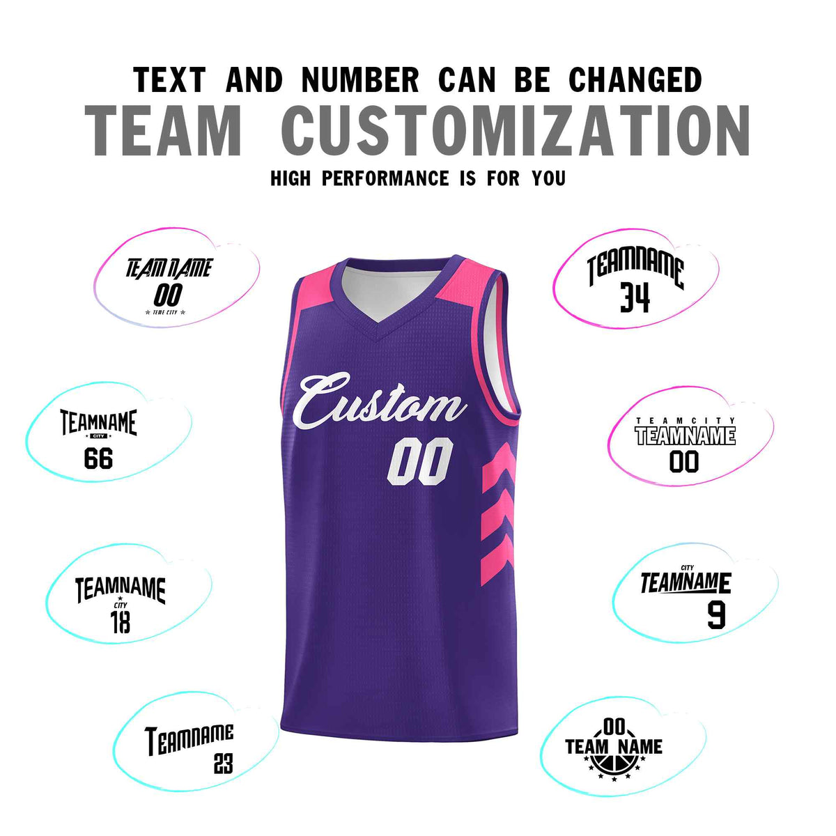 Custom Purple White Classic Kits Sports Uniform Basketball Jersey