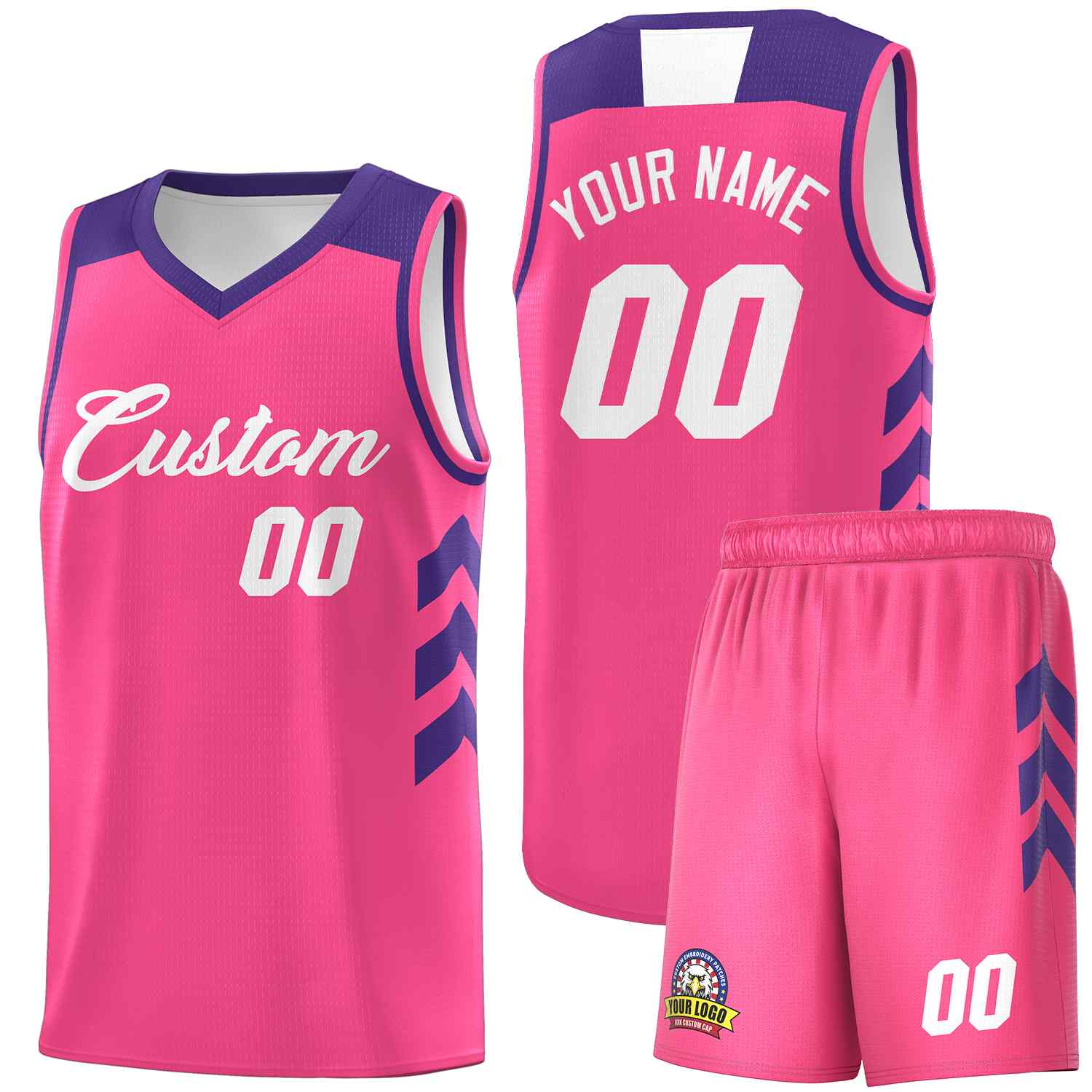 Maillot de basket-ball classique rose et blanc personnalisé