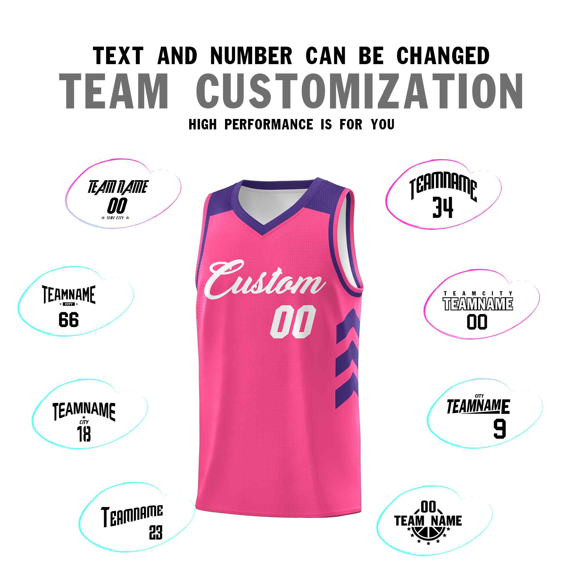 Maillot de basket-ball classique rose et blanc personnalisé