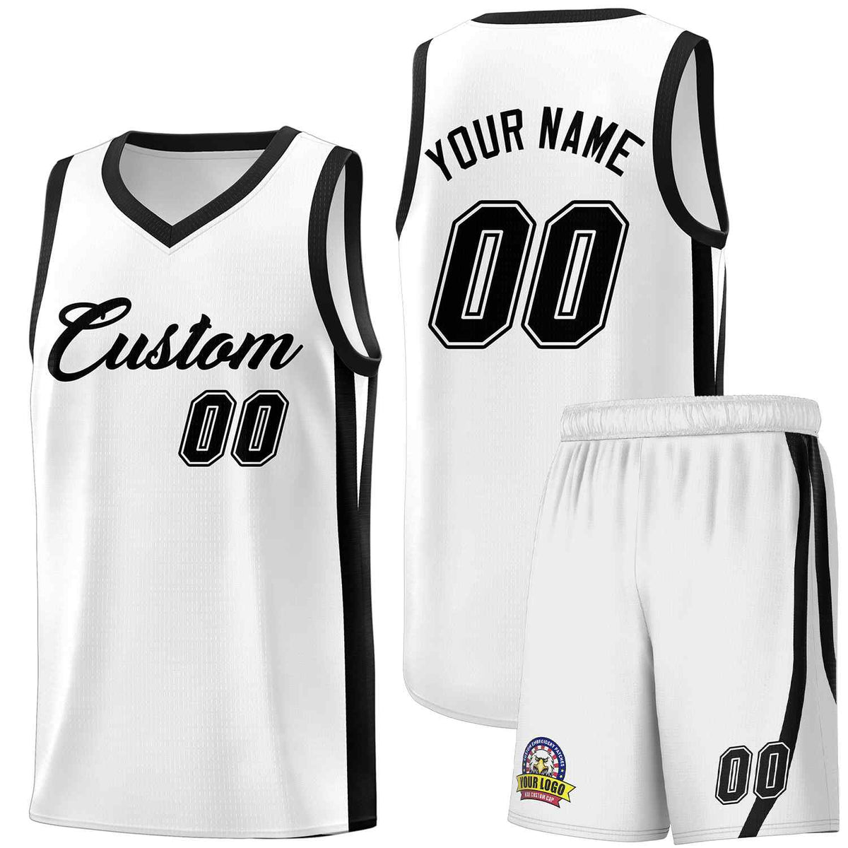 Custom White Black Classic Kits Sports Uniform Basketball Jersey | KXKSHOP