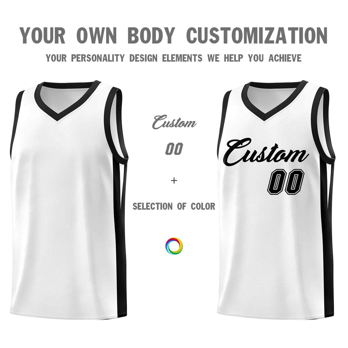 Custom Black White Classic Kits Sports Uniform Basketball Jersey | KXKSHOP