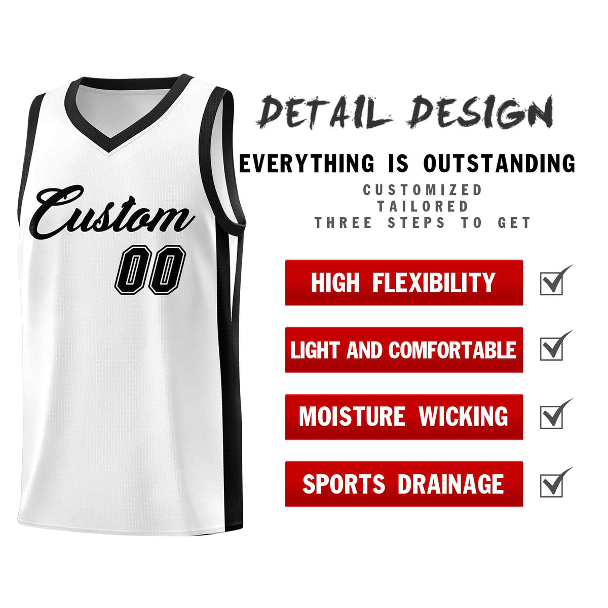 Custom Black White Classic Kits Sports Uniform Basketball Jersey | KXKSHOP