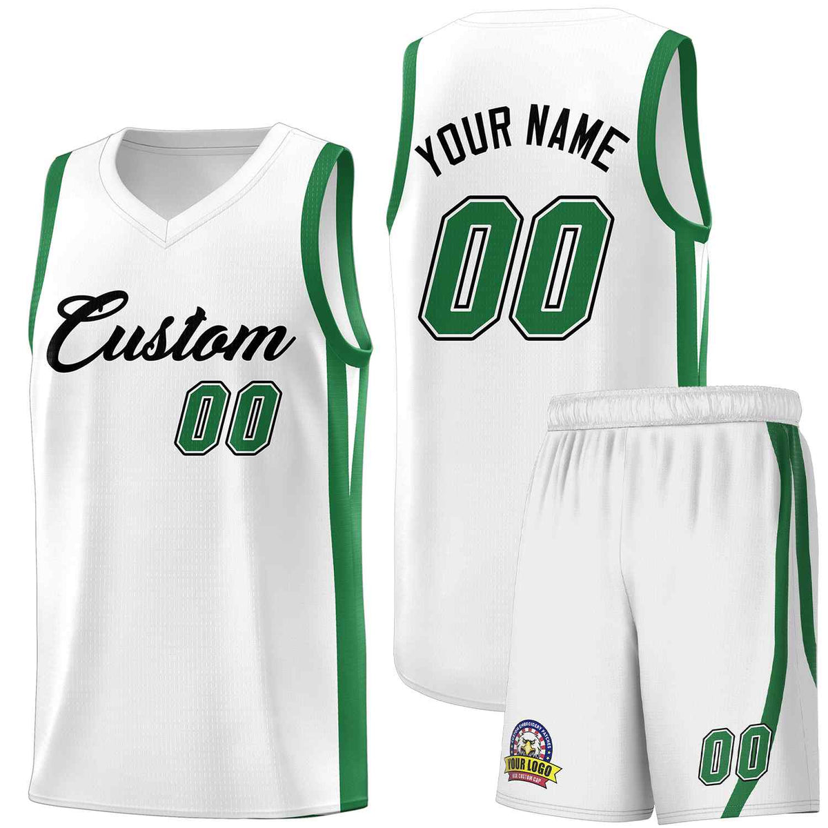 Custom White Green Classic Kits Sports Uniform Basketball Jersey | KXKSHOP