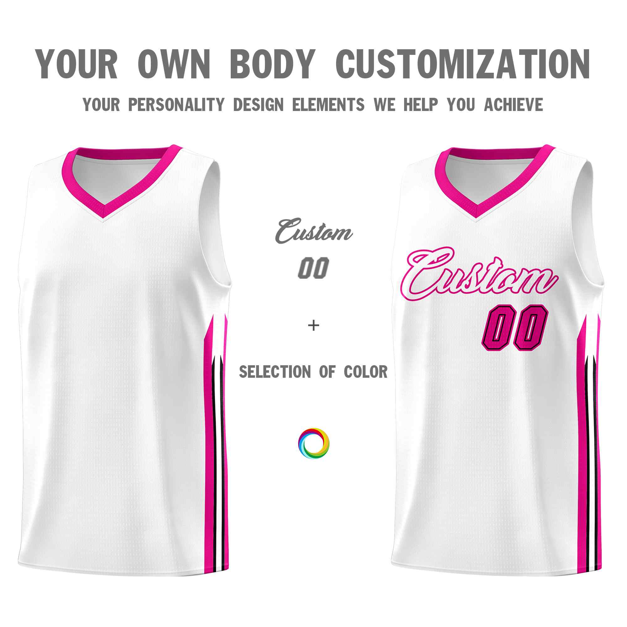 Custom White Pink Classic Sets Sports Uniform Basketball Jersey