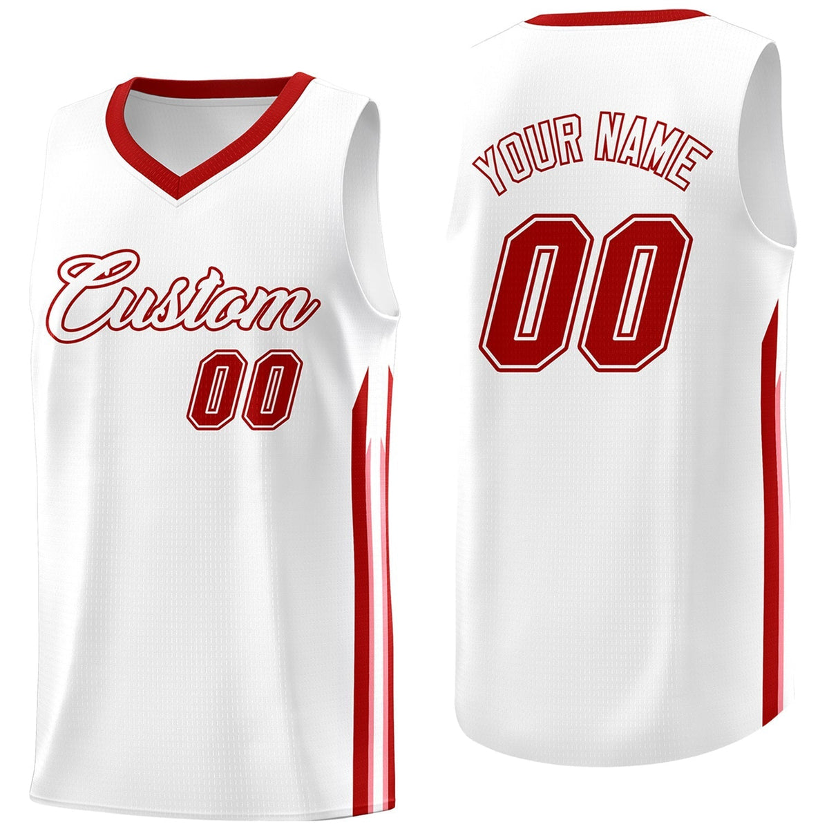 Custom White Red Classic Tops Athletic Casual Basketball Jersey | KXKSHOP