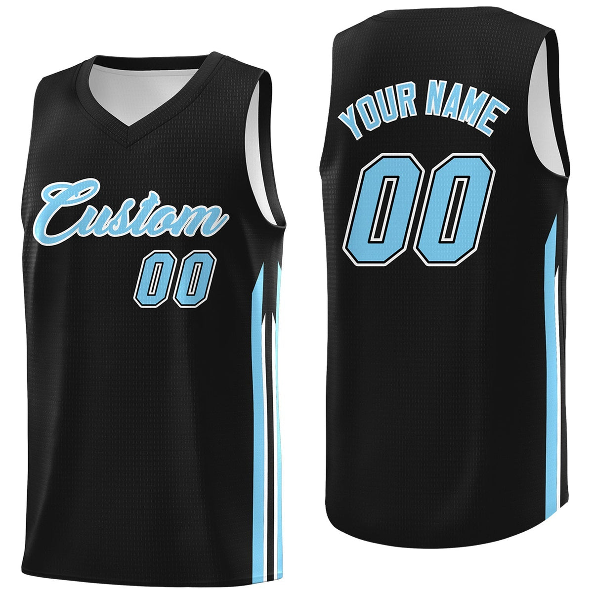 Custom Black Lt Blue Classic Tops Sport Game Basketball Jersey | KXKSHOP