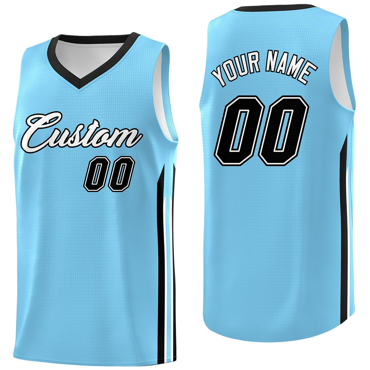 Custom Light Blue White-Black Classic Tops Fashion Basketball Jersey | KXKSHOP