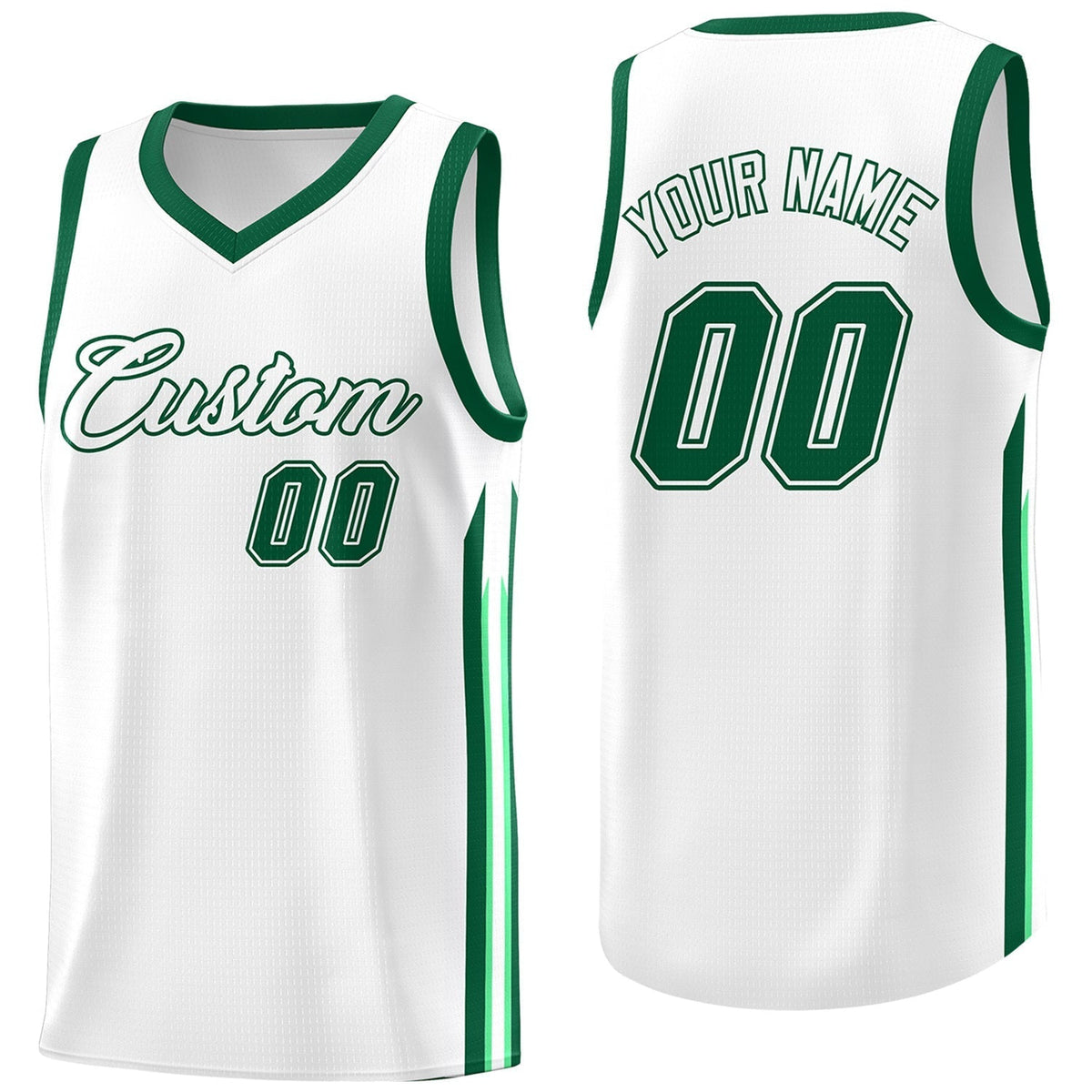Custom White Green Classic Tops Fashion Sportwear Basketball Jersey | KXKSHOP
