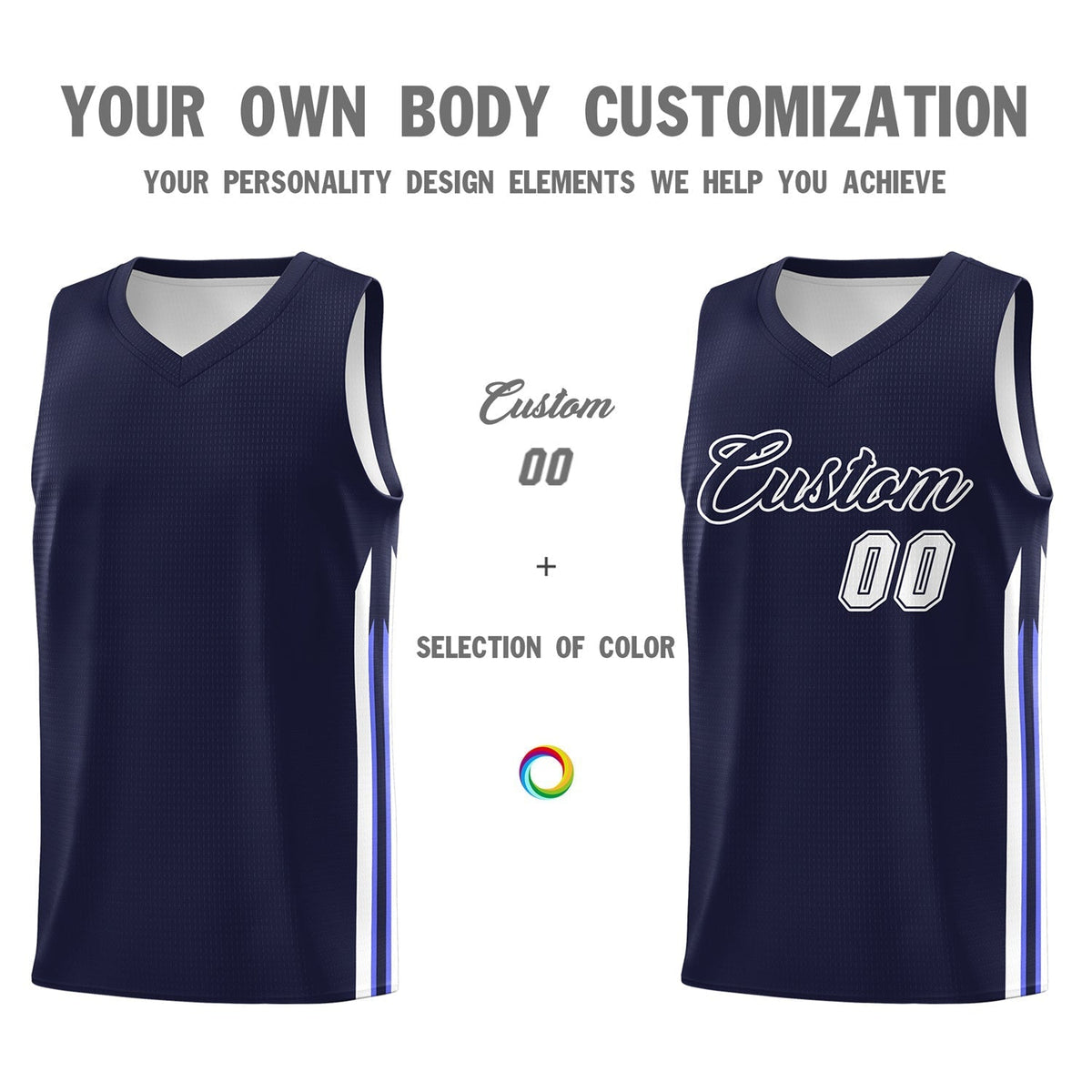 Custom Navy White Classic Tops Fashion Sportwear Basketball Jersey | KXKSHOP