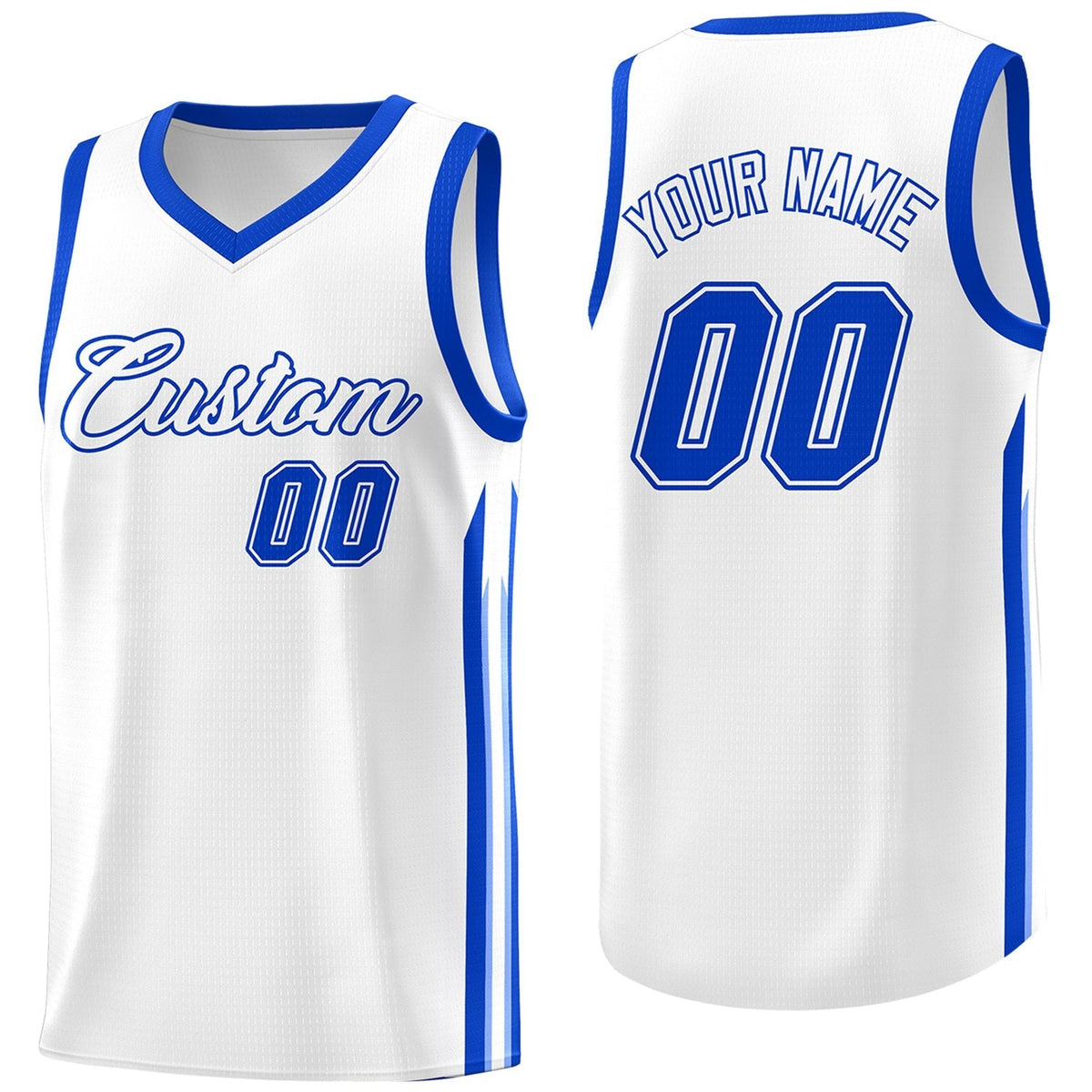 Custom White Royal Classic Tops Athletic Casual Basketball Jersey | KXKSHOP