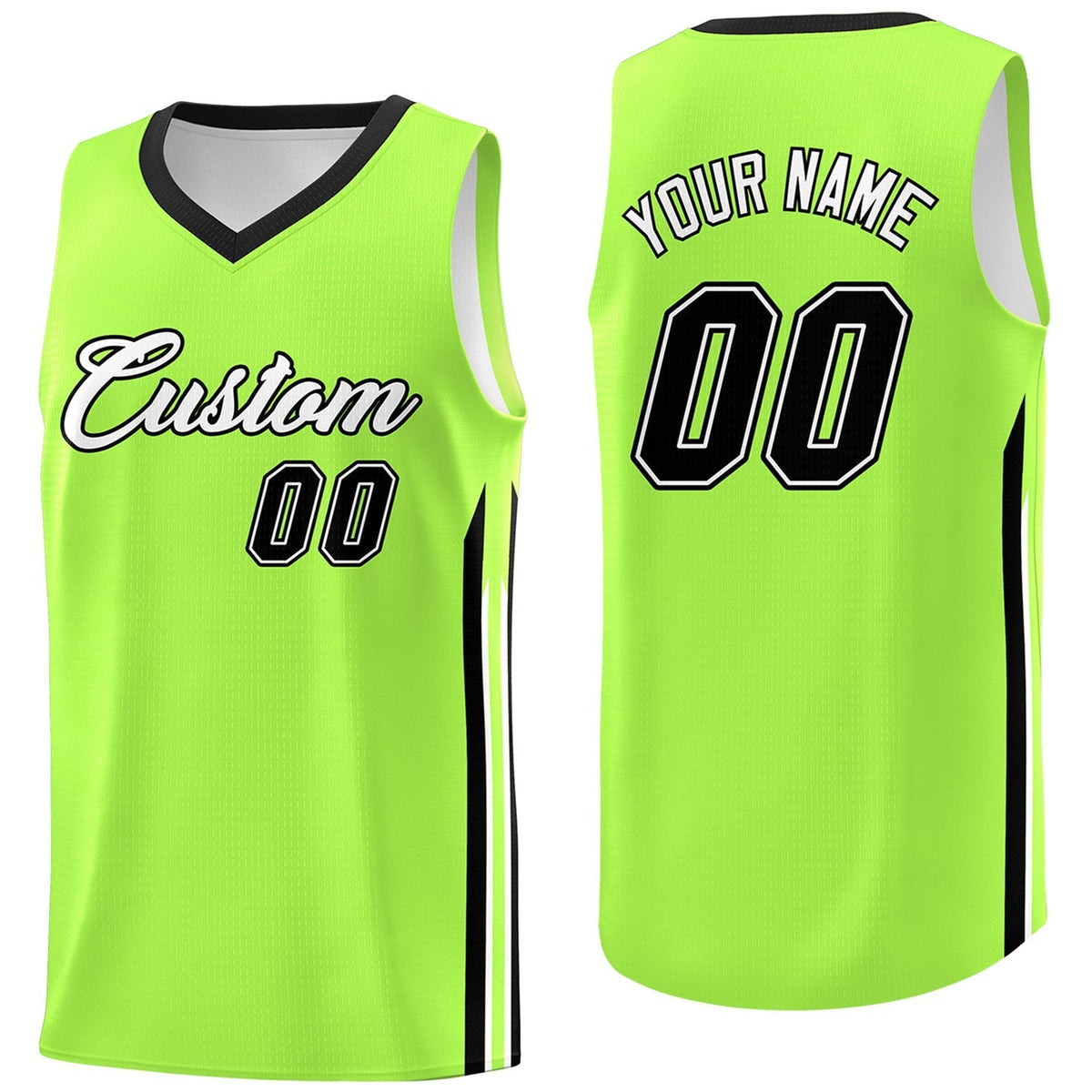 Custom Neon Green Black Classic Tops Sport Game Basketball Jersey | KXKSHOP