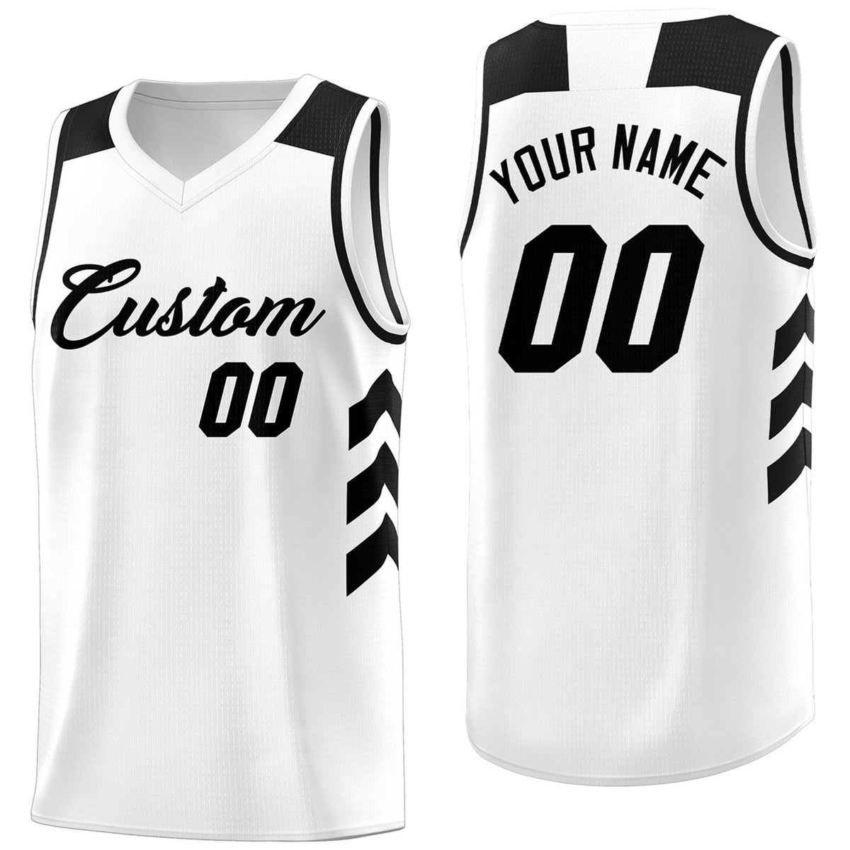 Custom White Black Classic Tops Mesh Sport Basketball Jersey