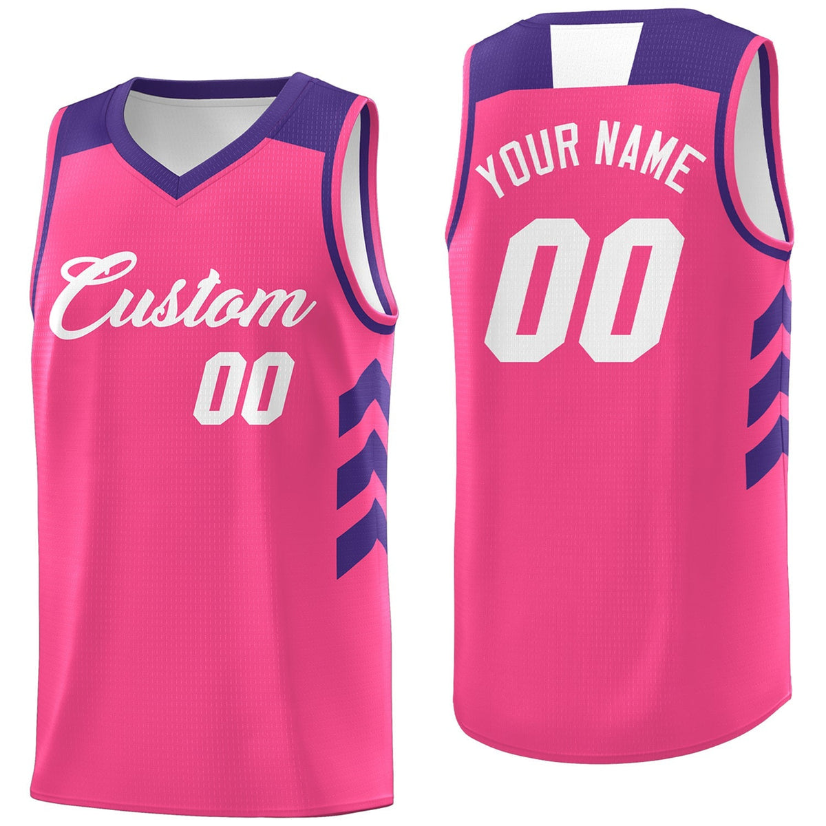 Maillot de basket-ball respirant rose violet-blanc classique personnalisé