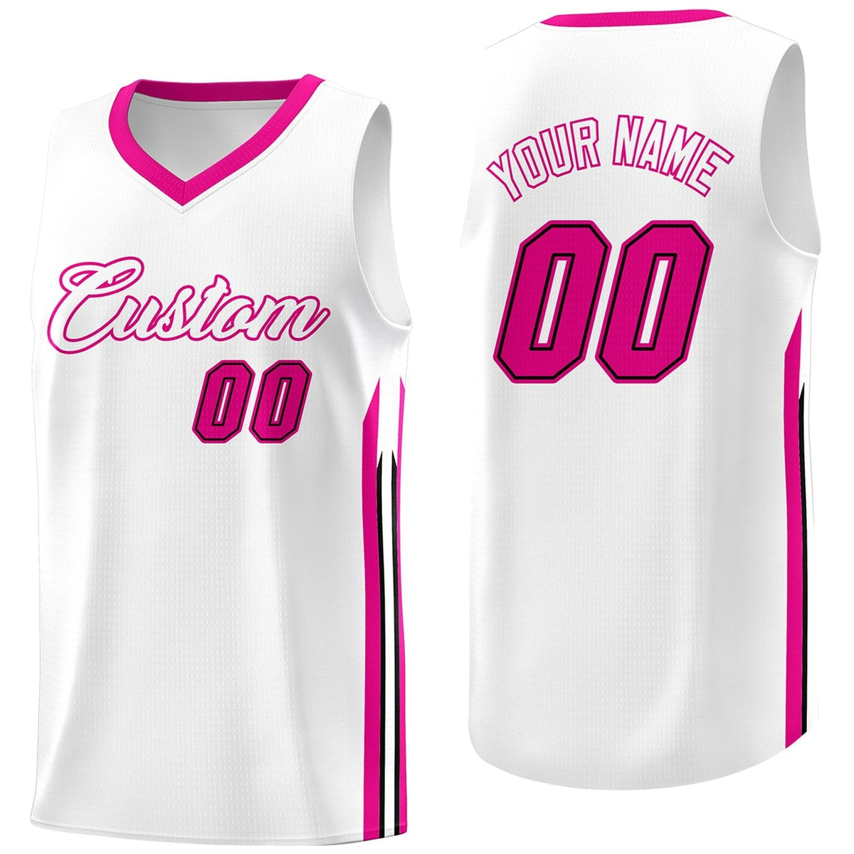 Custom White Pink Classic Tops Athletic Casual Basketball Jersey | KXKSHOP