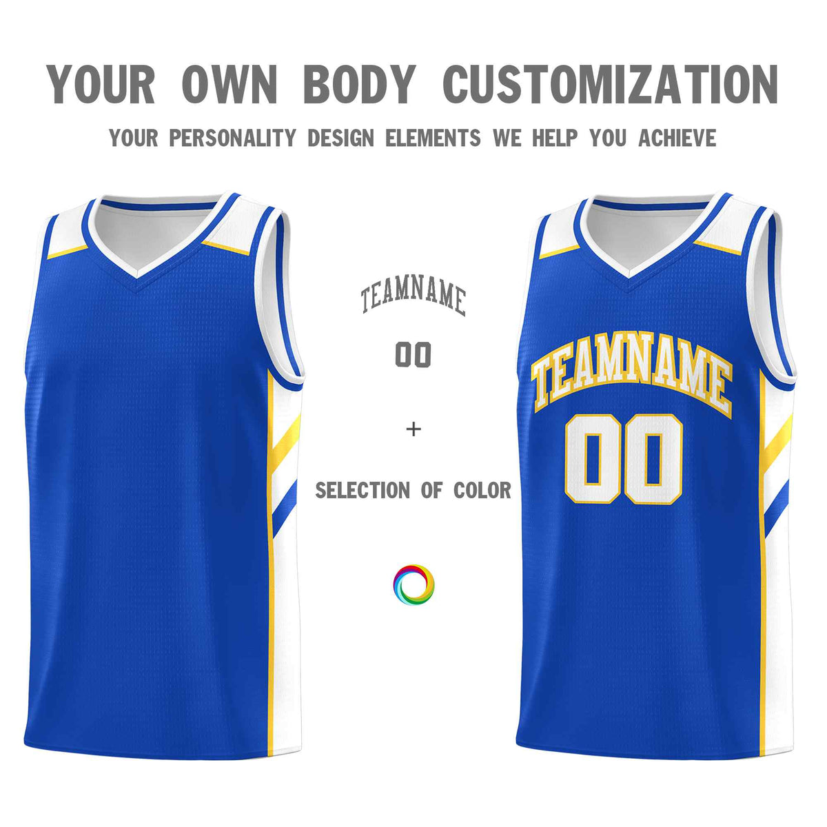 Custom Royal White-Yellow Classic Sets Sports Uniform Basketball Jersey