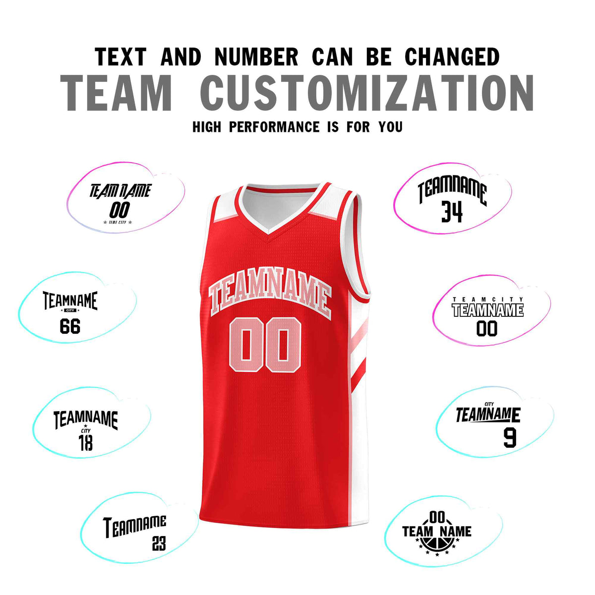 Custom Red Pink-White Classic Sets Sports Uniform Basketball Jersey