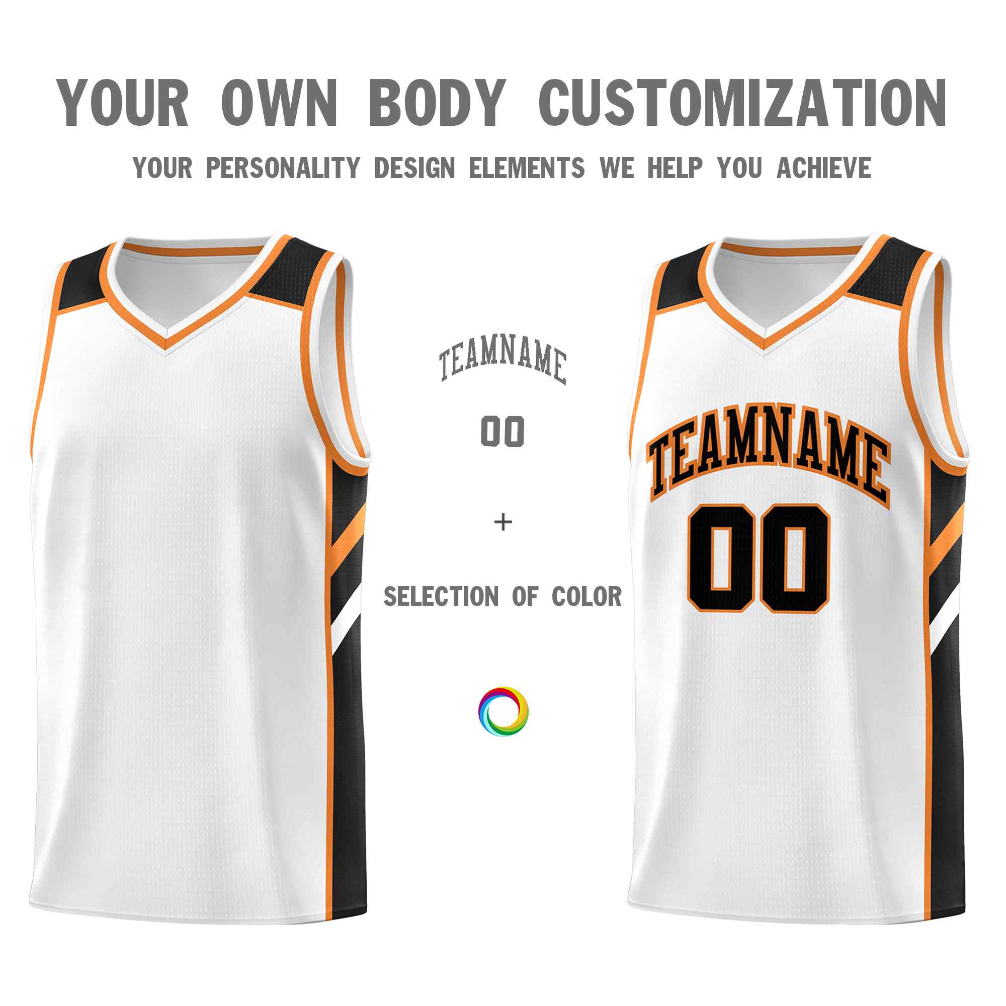 Custom White Black-Orange Classic Sets Sports Uniform Basketball Jersey