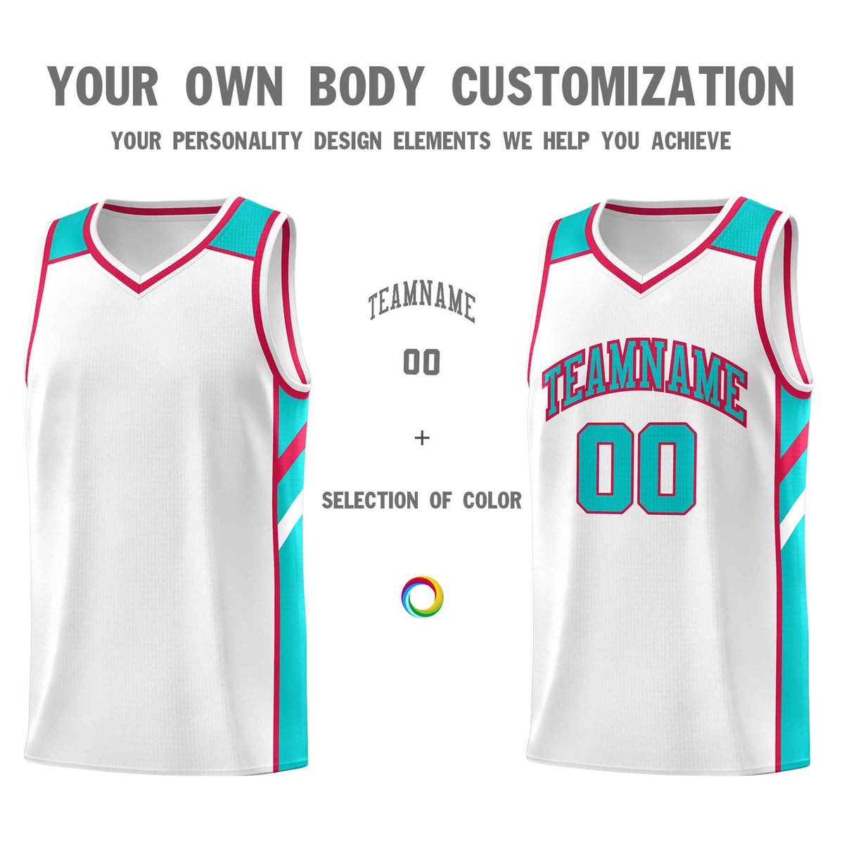 Custom White Aqua-Red Classic Sets Sports Uniform Basketball Jersey