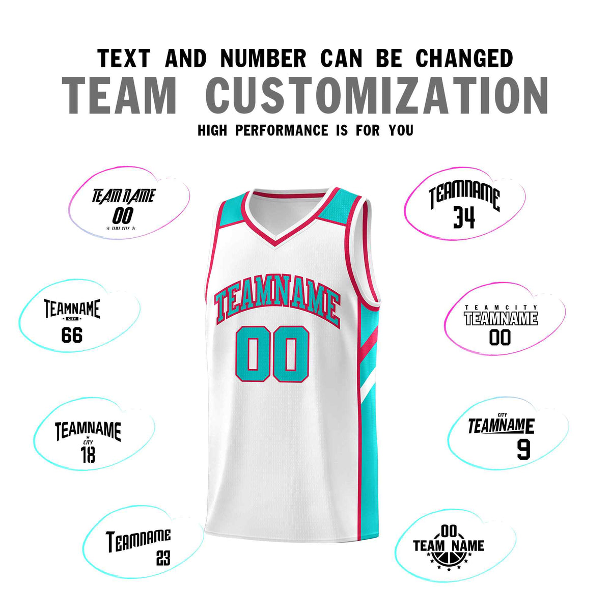 Custom White Aqua-Red Classic Sets Sports Uniform Basketball Jersey