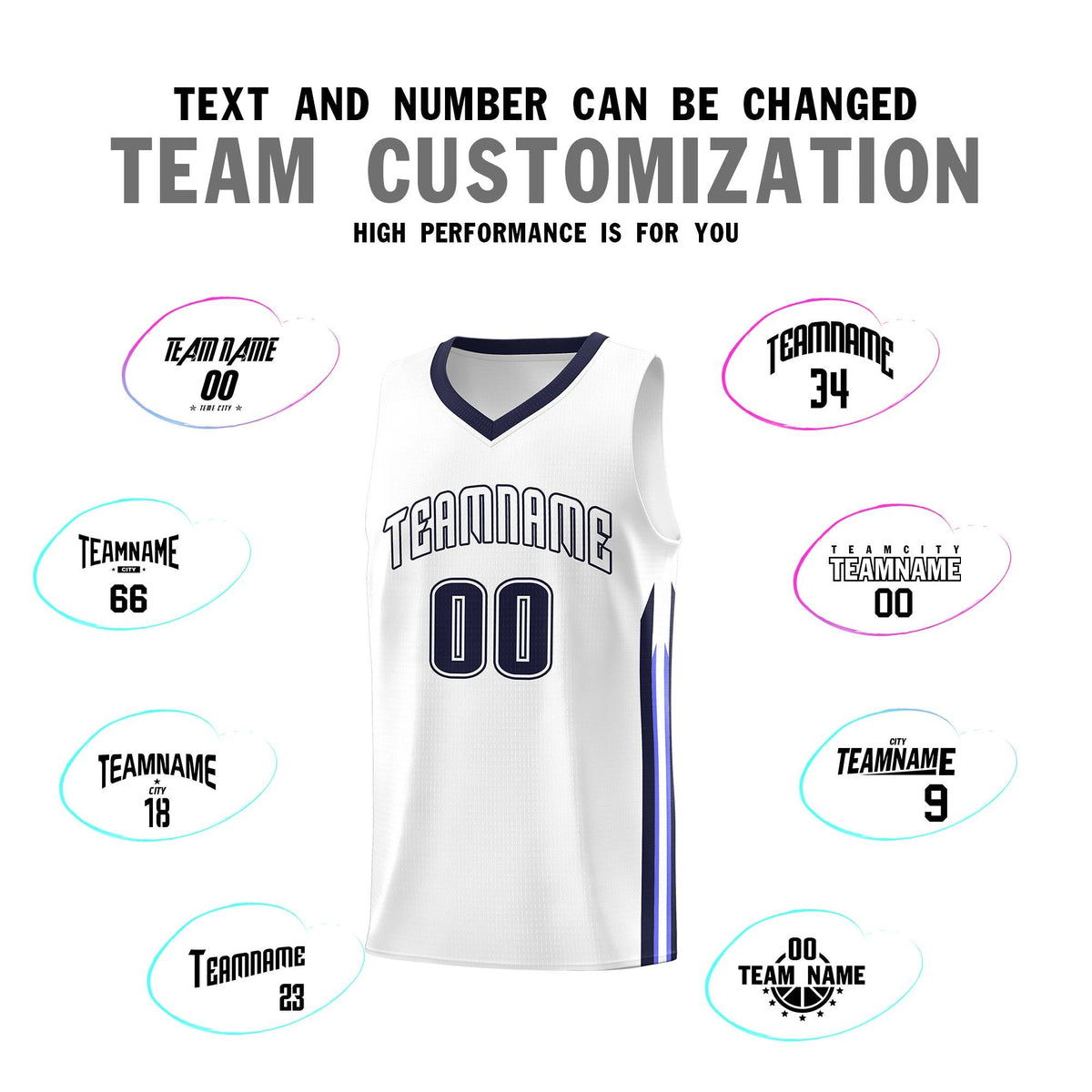 Custom White Navy Classic Sets Sports Uniform Basketball Jersey