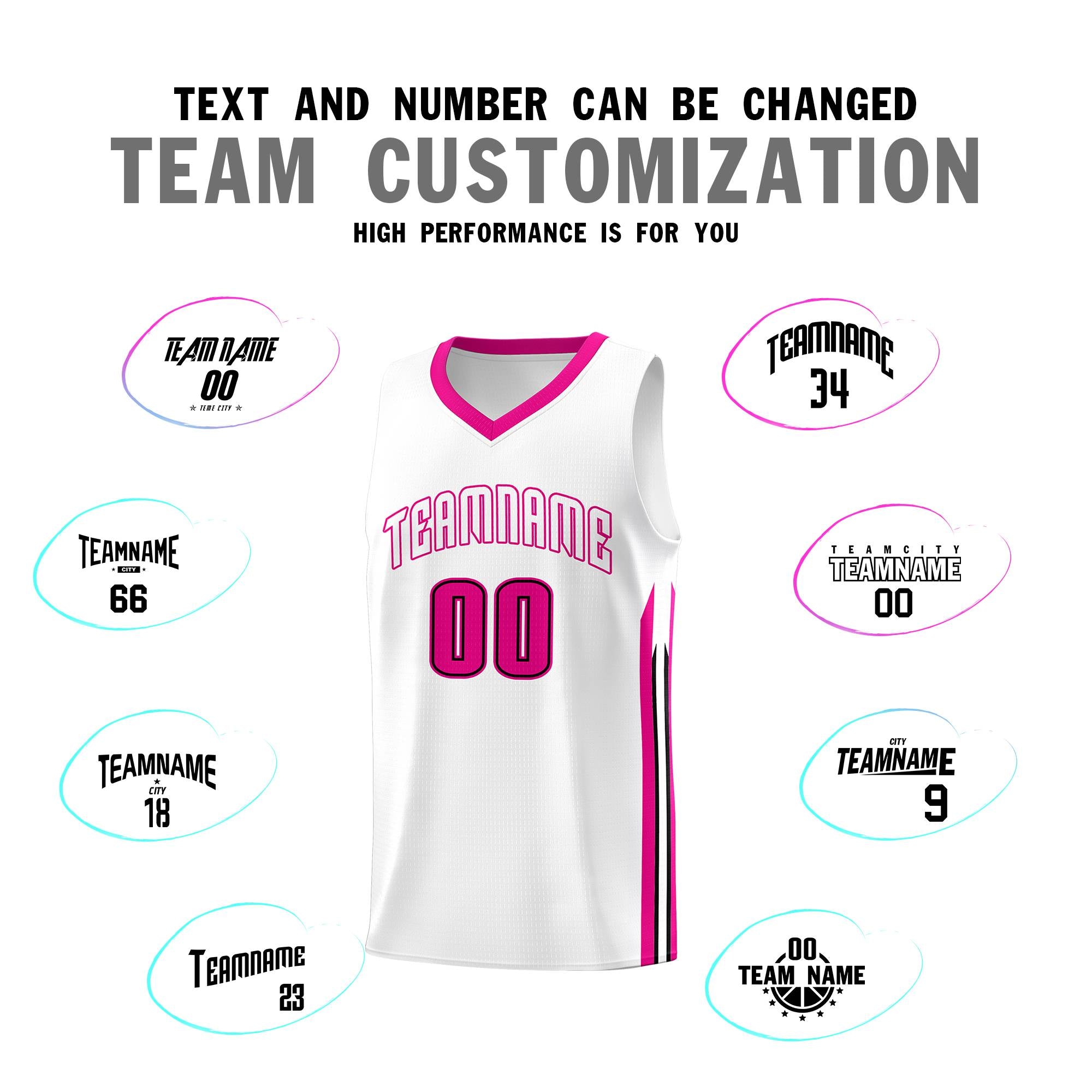 Custom White Pink Classic Sets Sports Uniform Basketball Jersey