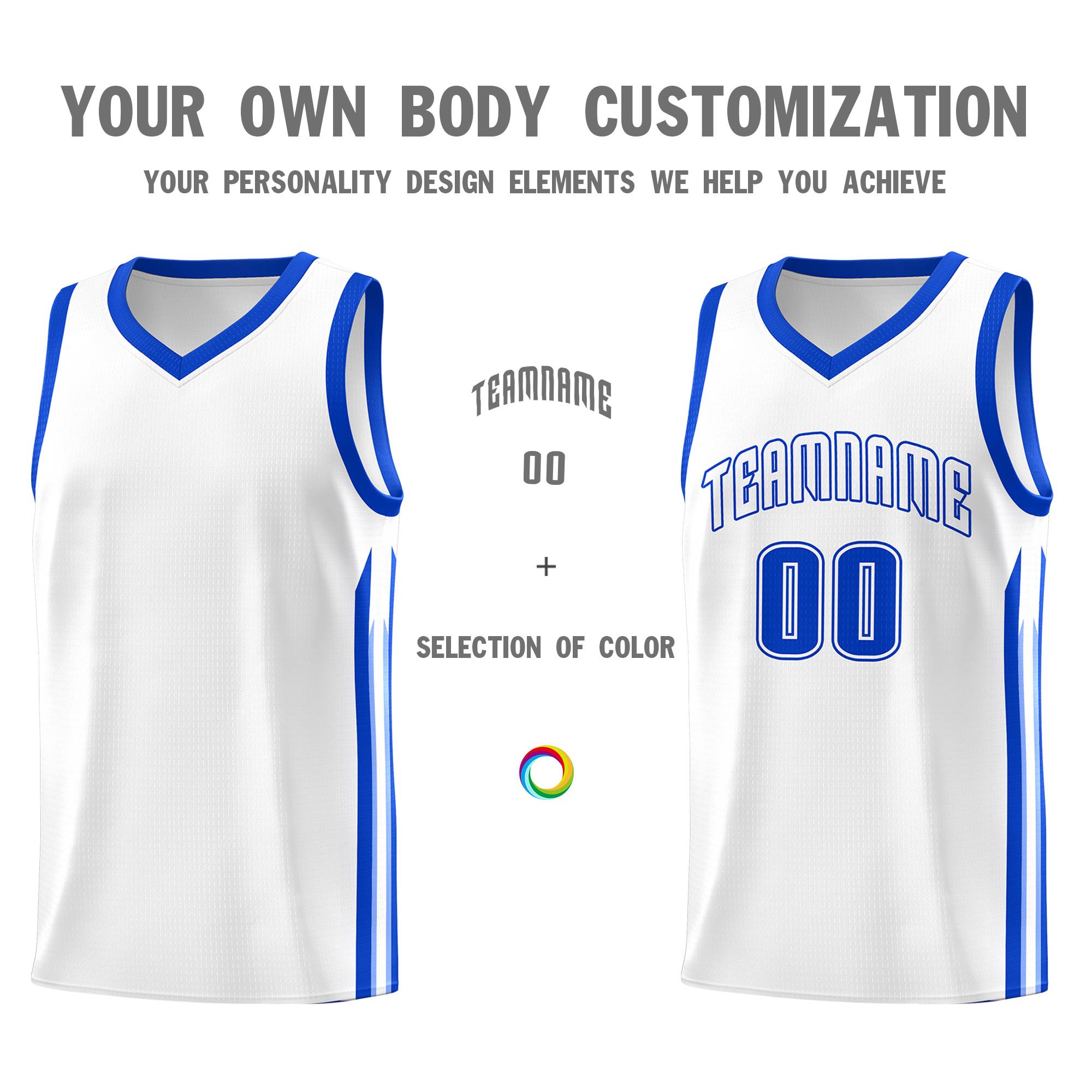 Custom White Royal Classic Sets Sports Uniform Basketball Jersey