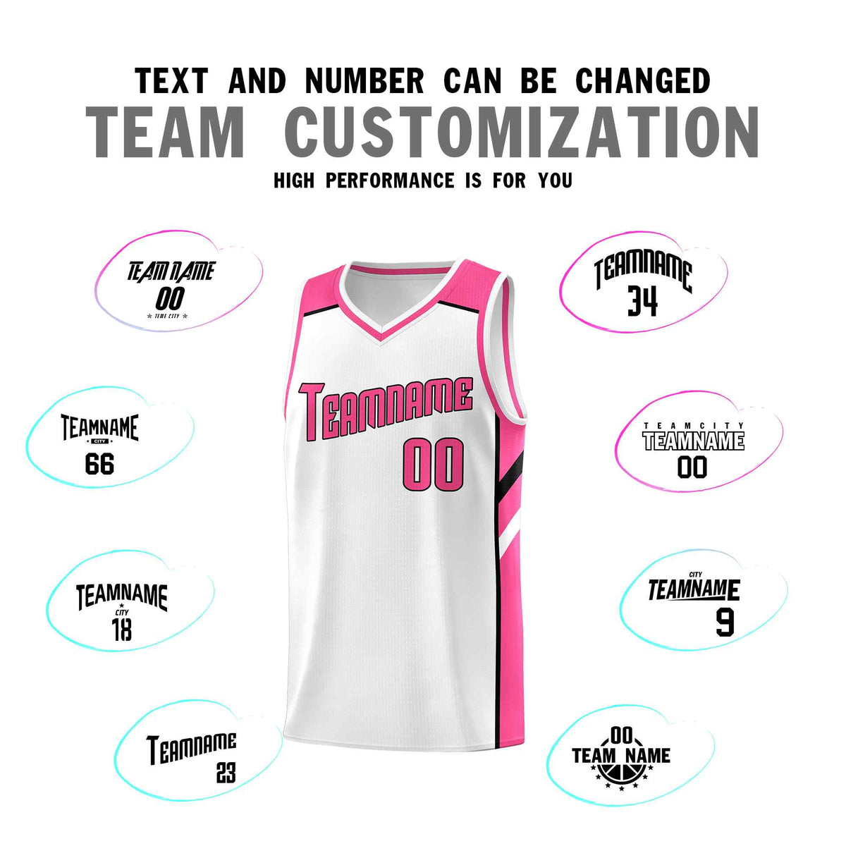 Custom White Pink-Black Classic Sets Sports Uniform Basketball Jersey
