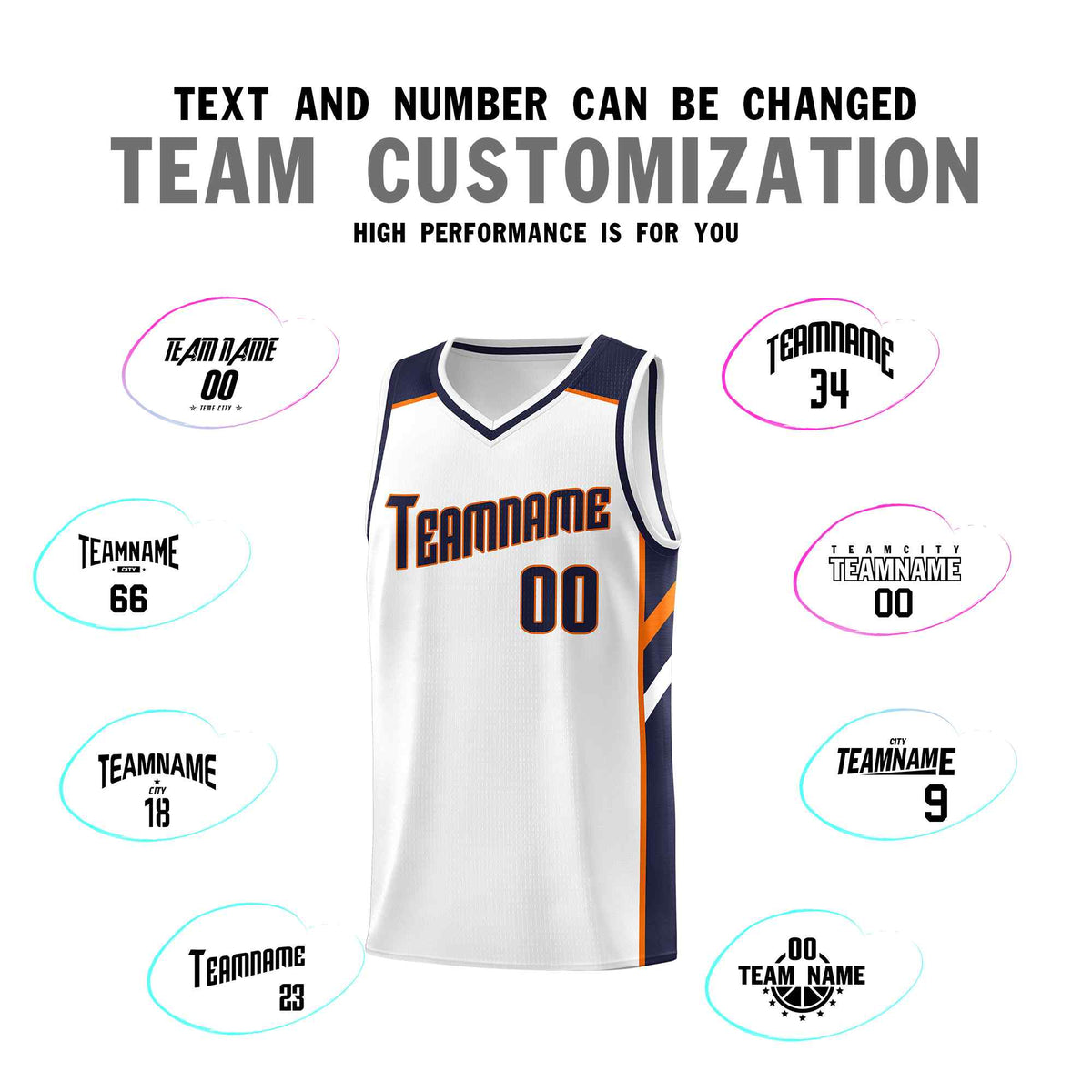 Custom White Navy-Orange Classic Sets Sports Uniform Basketball Jersey