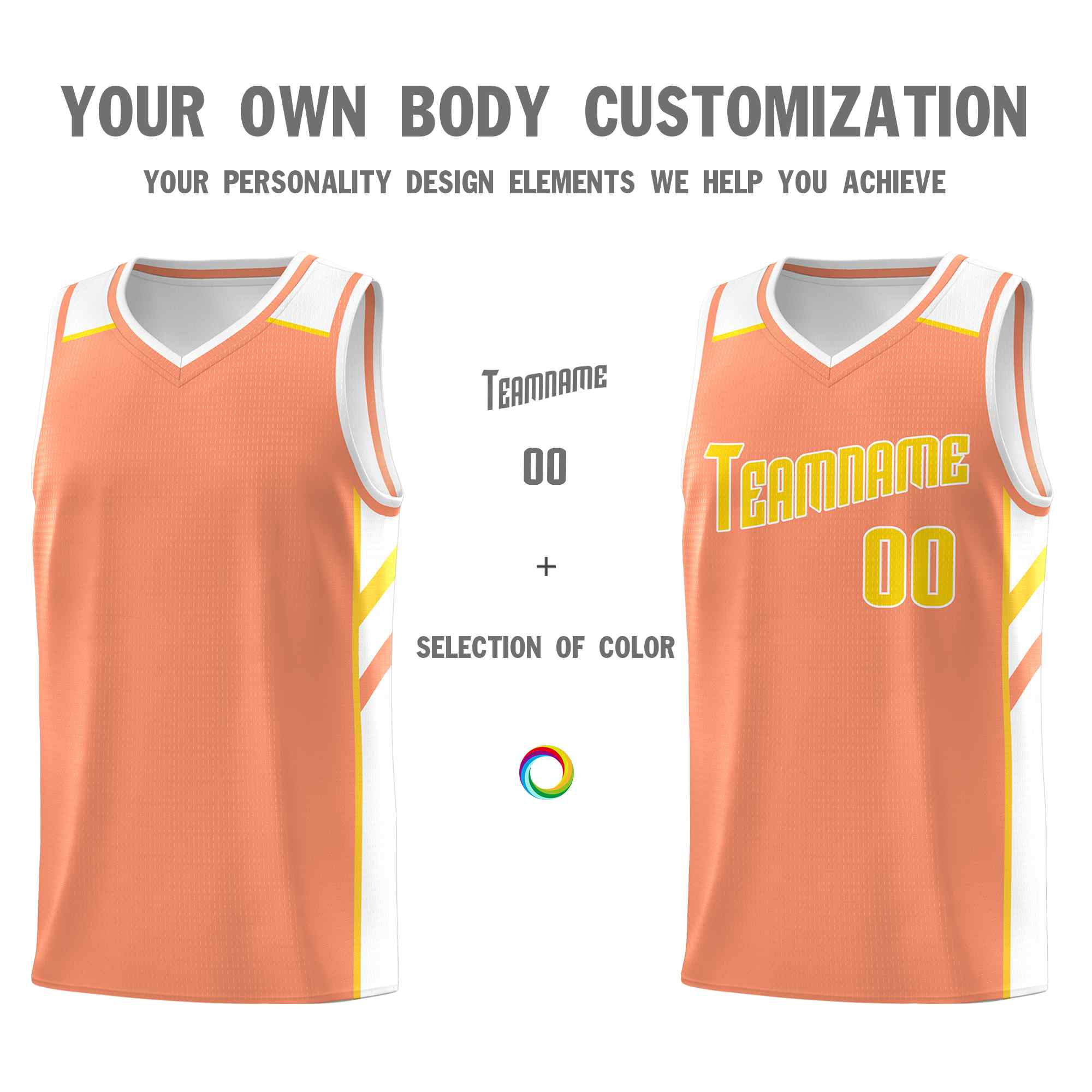 Custom Orange Yellow-White Classic Sets Sports Uniform Basketball Jersey