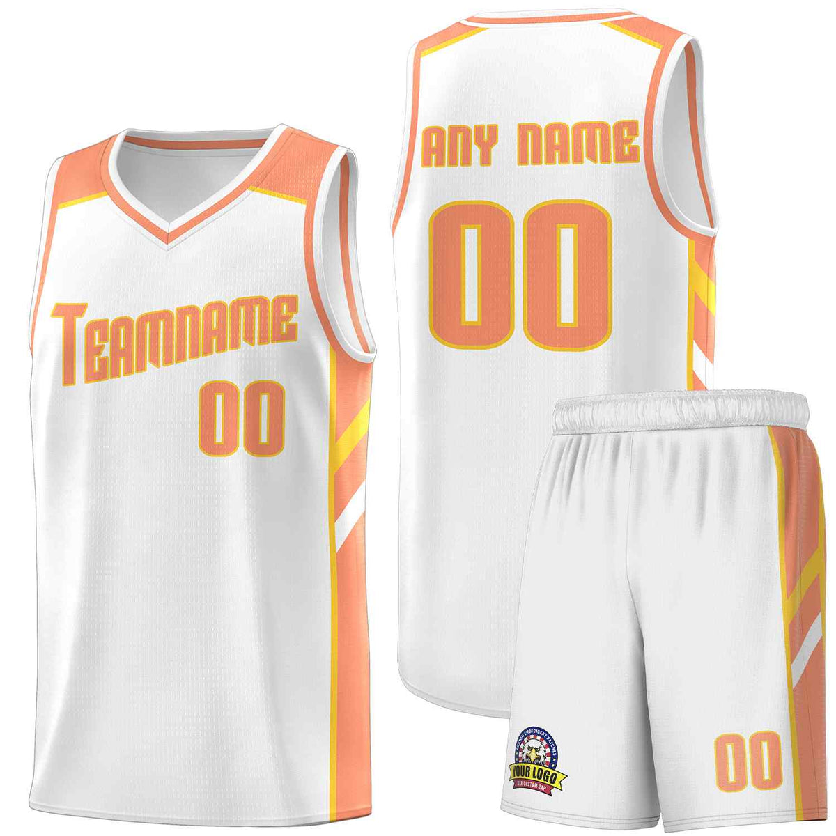 Custom White Orange-Yellow Classic Sets Sports Uniform Basketball Jersey
