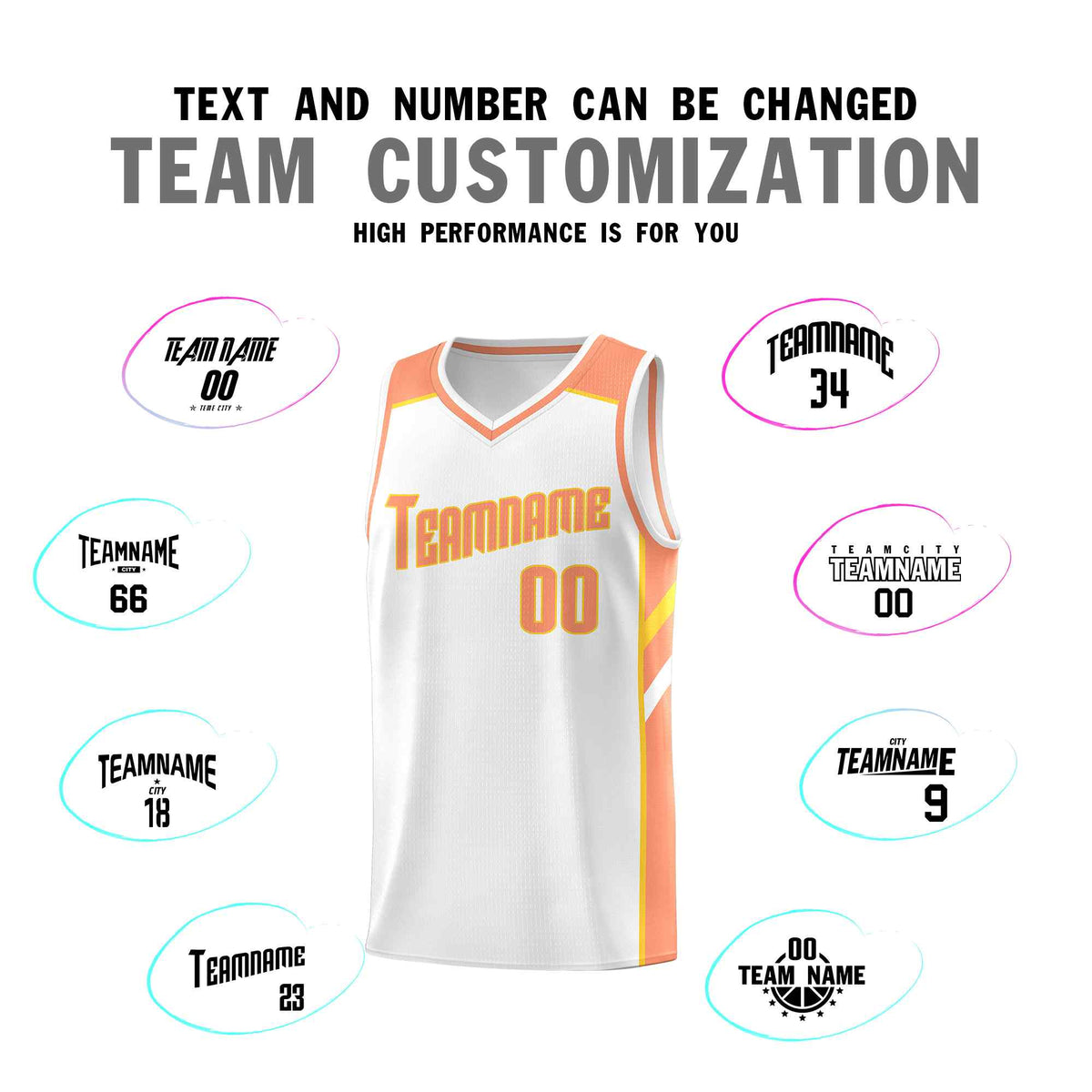 Custom White Orange-Yellow Classic Sets Sports Uniform Basketball Jersey