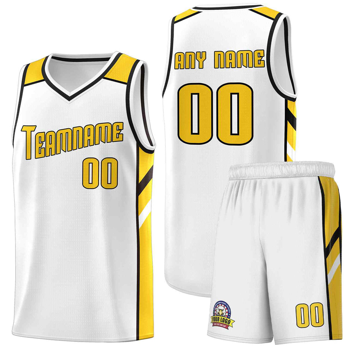 Custom White Yellow-Black Classic Sets Sports Uniform Basketball Jersey