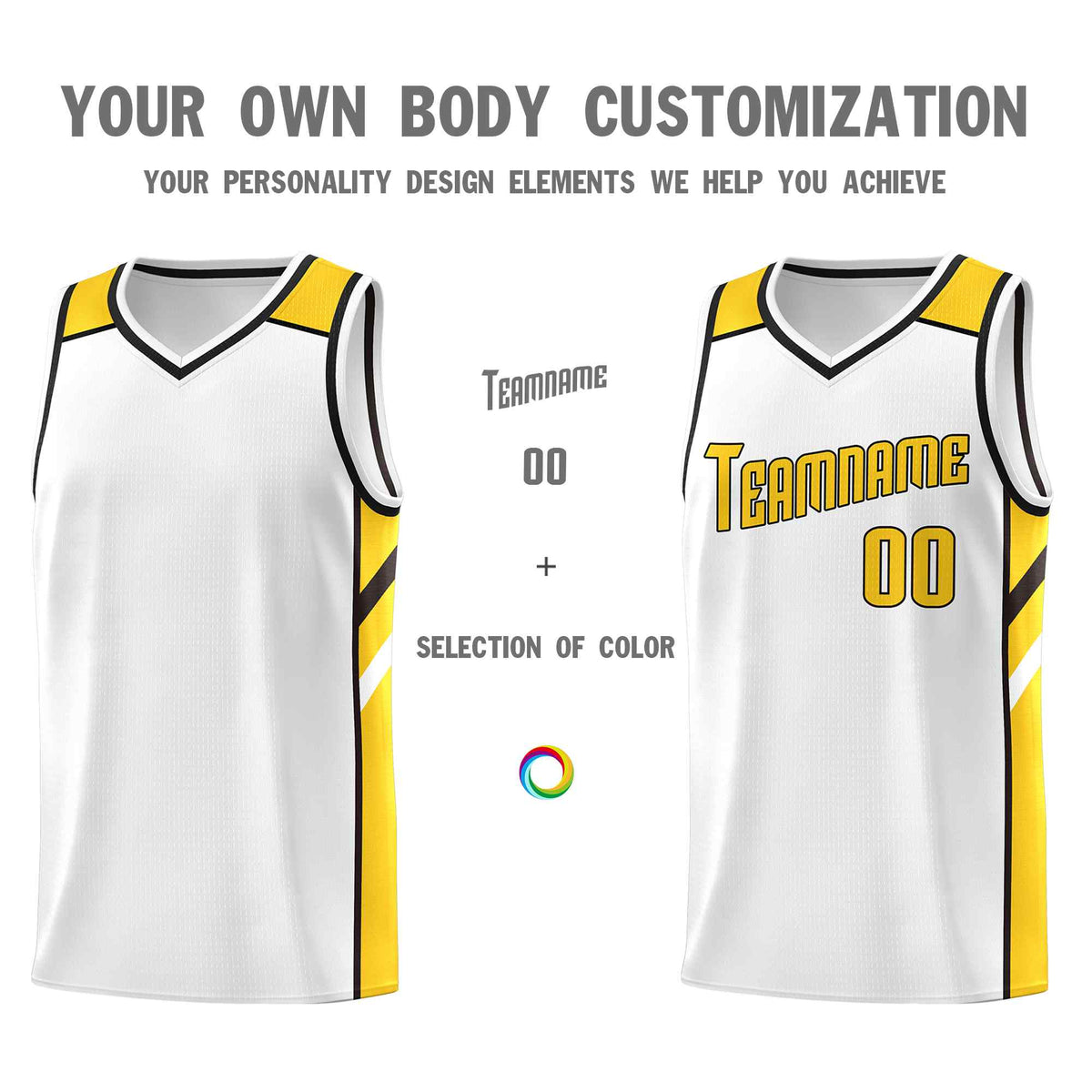 Custom White Yellow-Black Classic Sets Sports Uniform Basketball Jersey