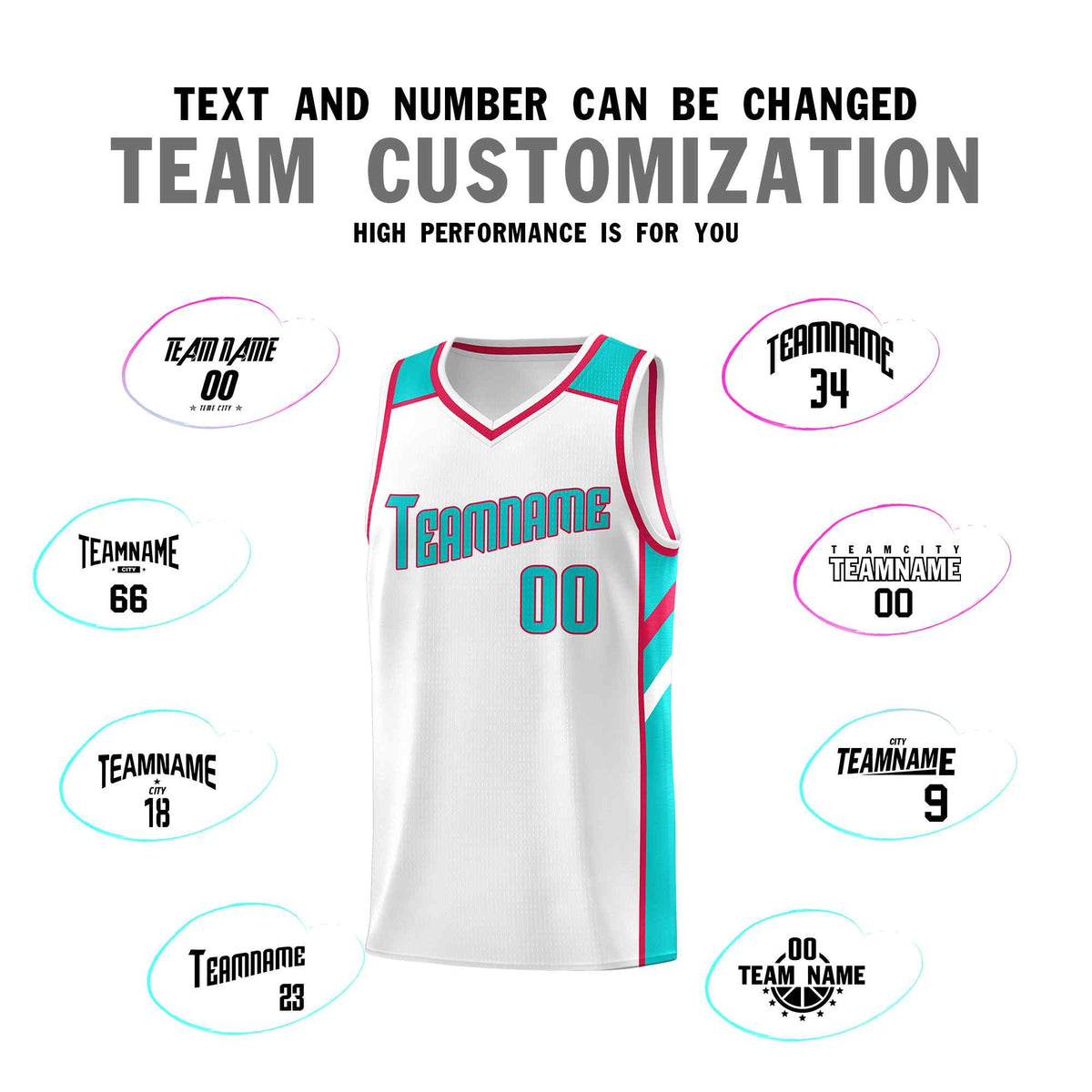 Custom White Aqua-Red Classic Sets Sports Uniform Basketball Jersey