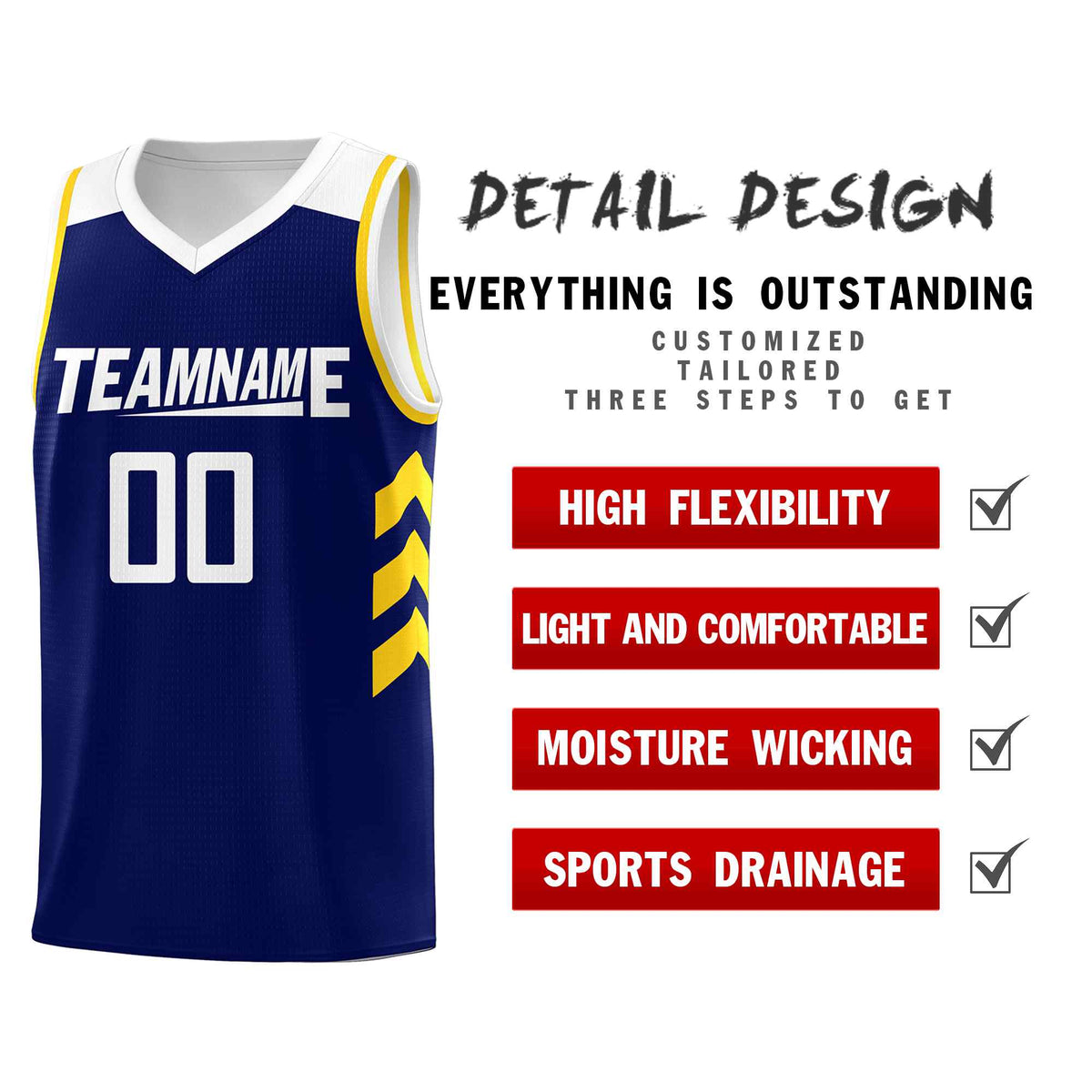 Custom Navy White Classic Kits Sports Uniform Basketball Jersey