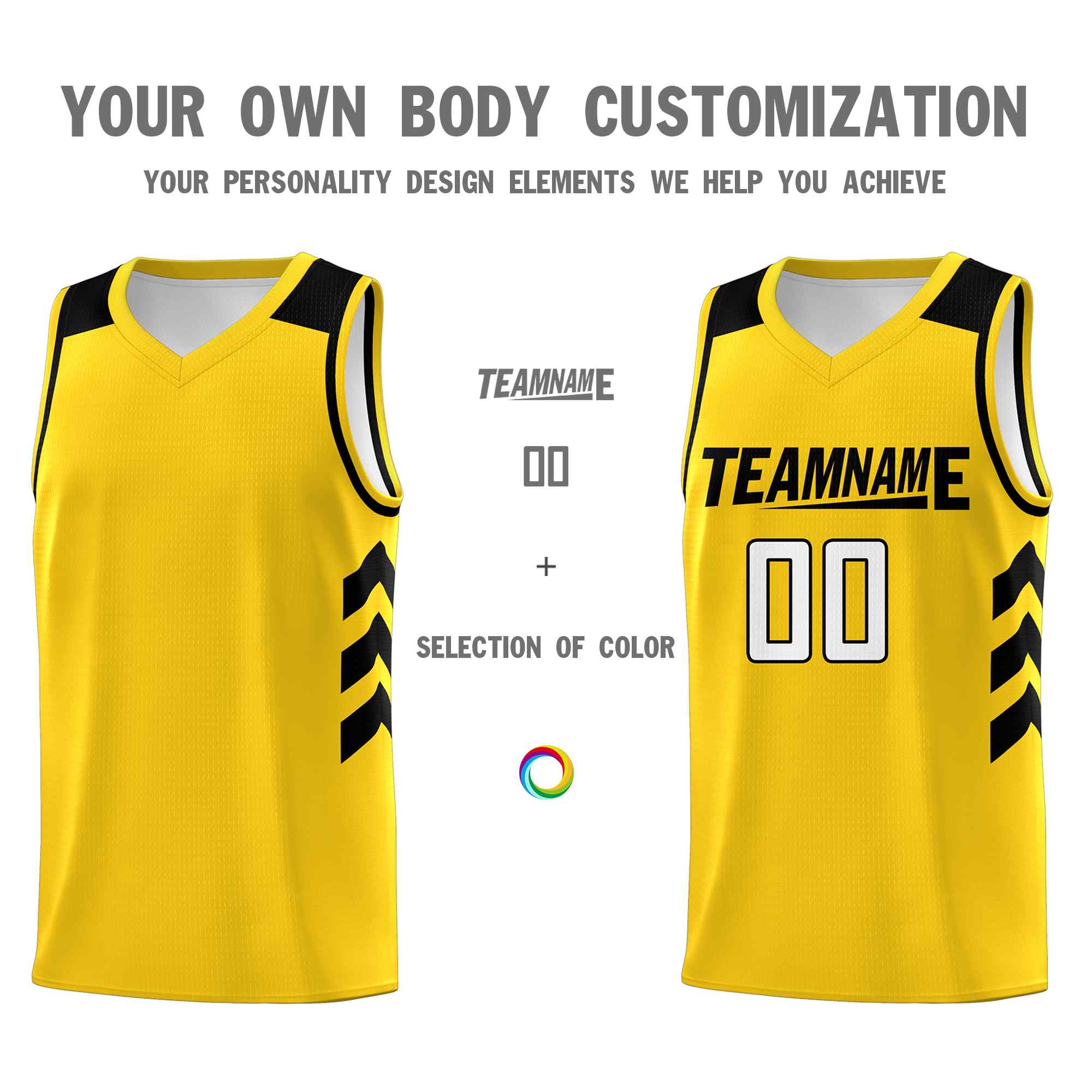 Custom Yellow Black Classic Kits Sports Uniform Basketball Jersey