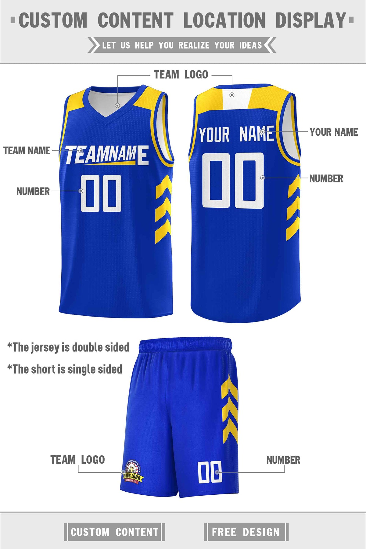 Custom Royal White Classic Kits Sports Uniform Basketball Jersey