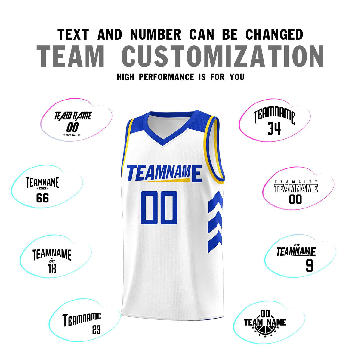 Custom White Royal Classic Kits Sports Uniform Basketball Jersey