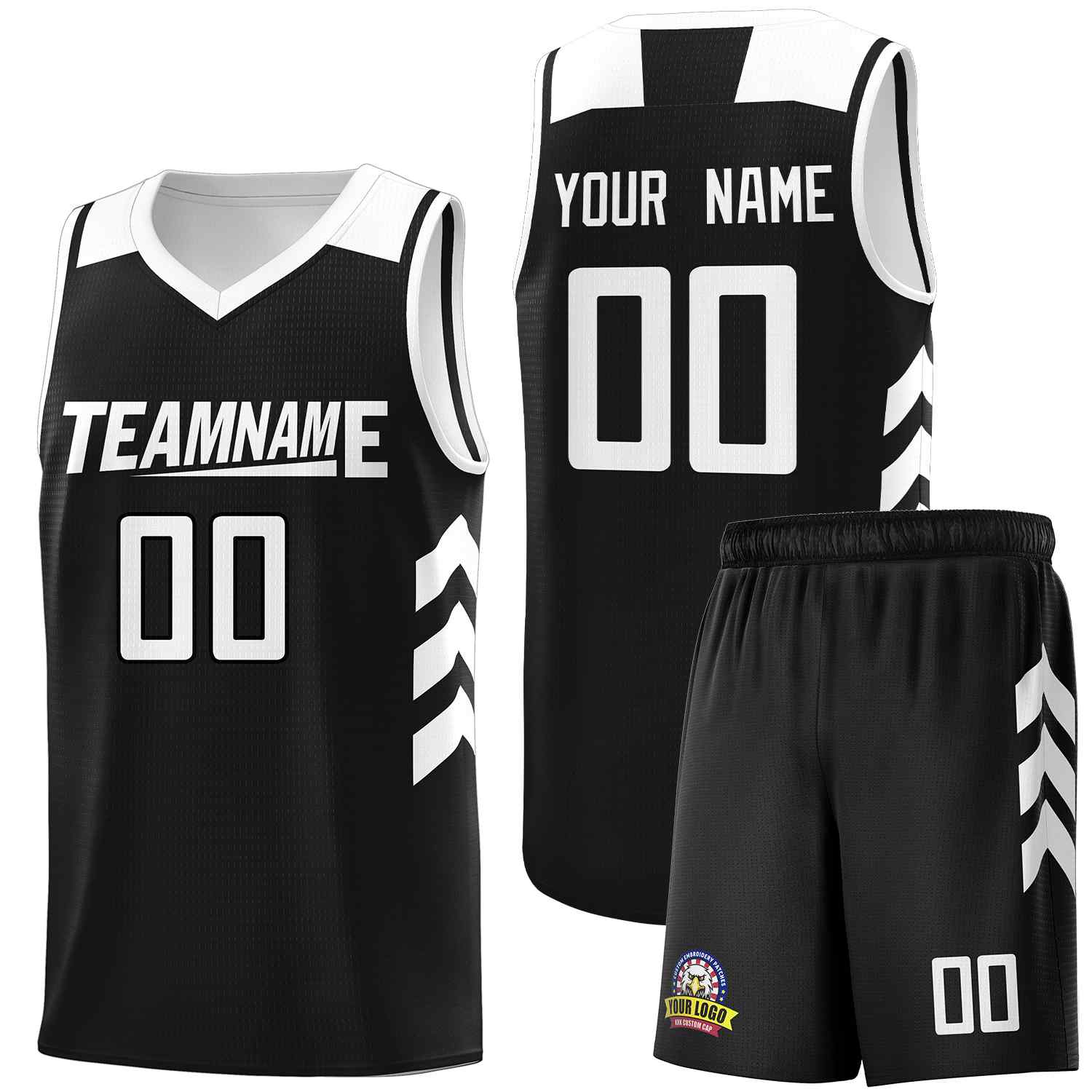 Maillot de basket-ball classique noir et blanc personnalisé