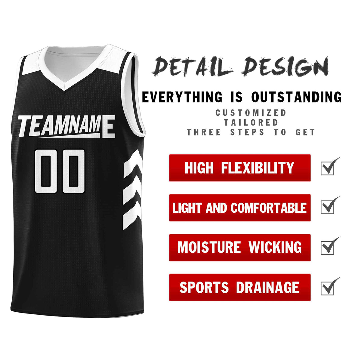 Custom Black White Classic Kits Sports Uniform Basketball Jersey