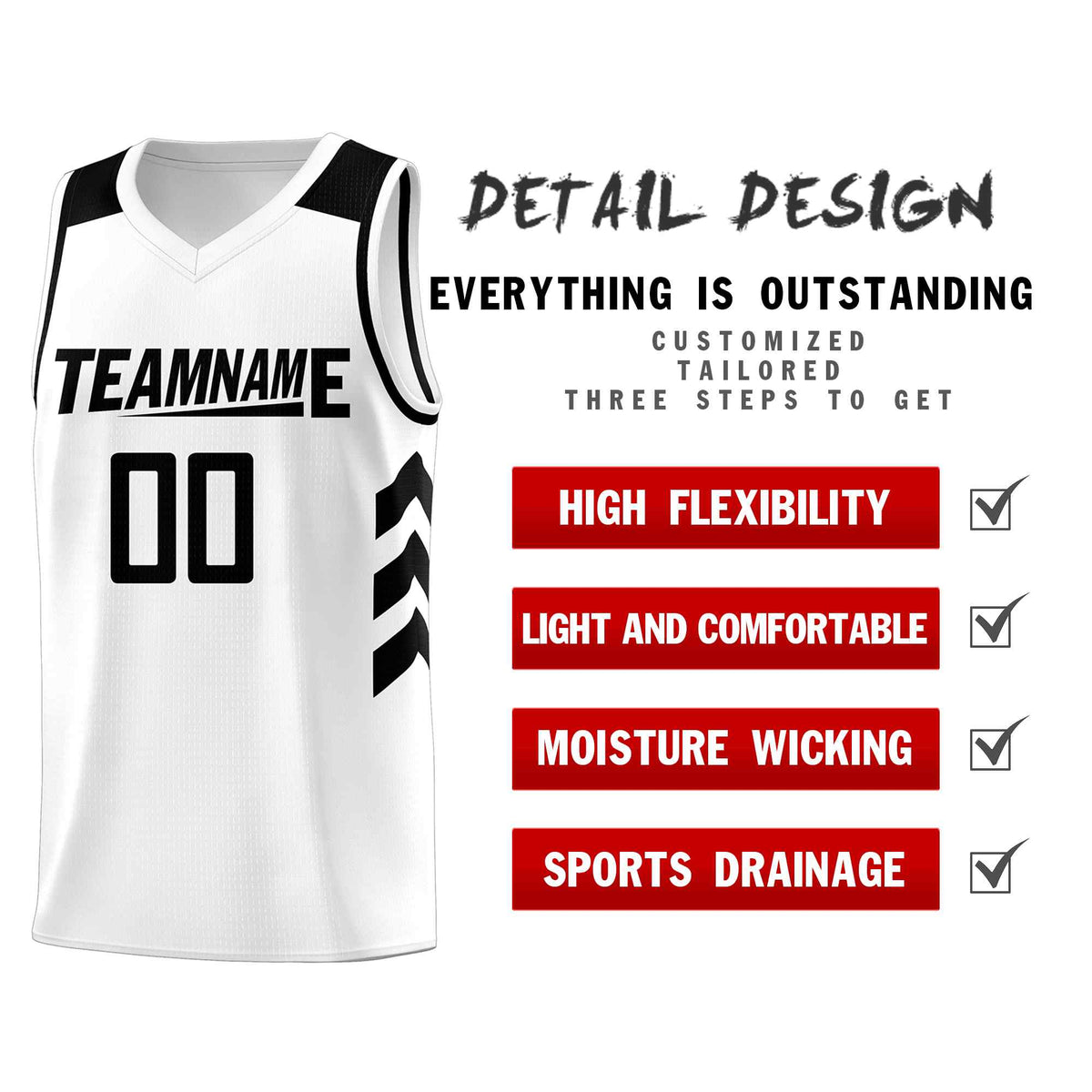 Custom White Black Classic Kits Sports Uniform Basketball Jersey