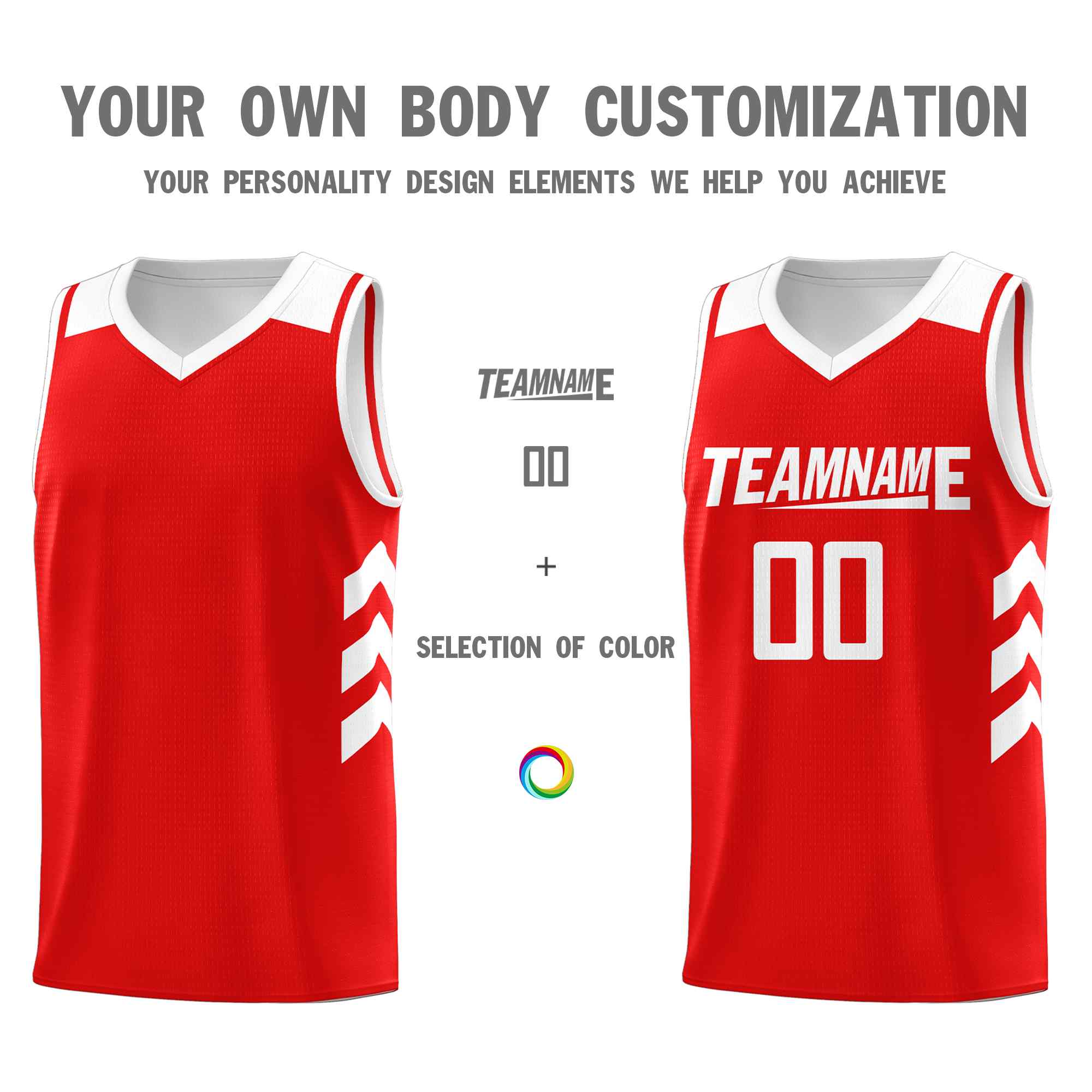 Maillot de basket-ball classique rouge et blanc personnalisé